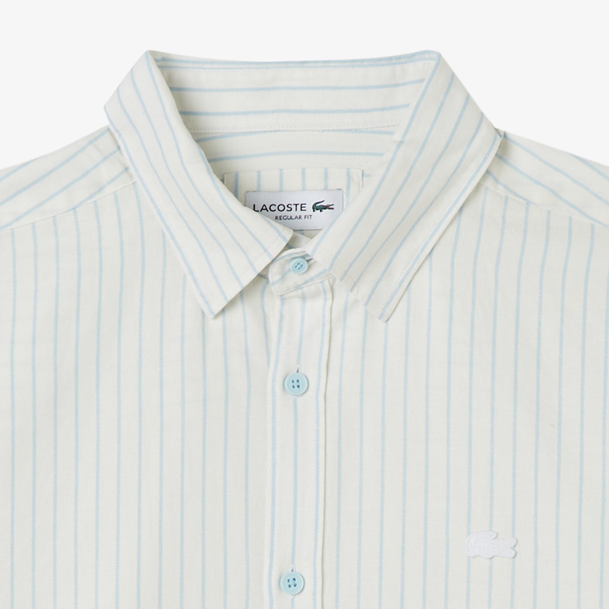 Lacoste Erkek Reguar Fit Çizgili Beyaz Gömlek