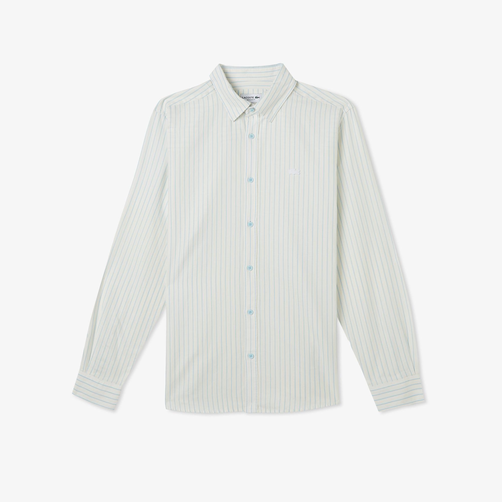 Lacoste Erkek Reguar Fit Çizgili Beyaz Gömlek