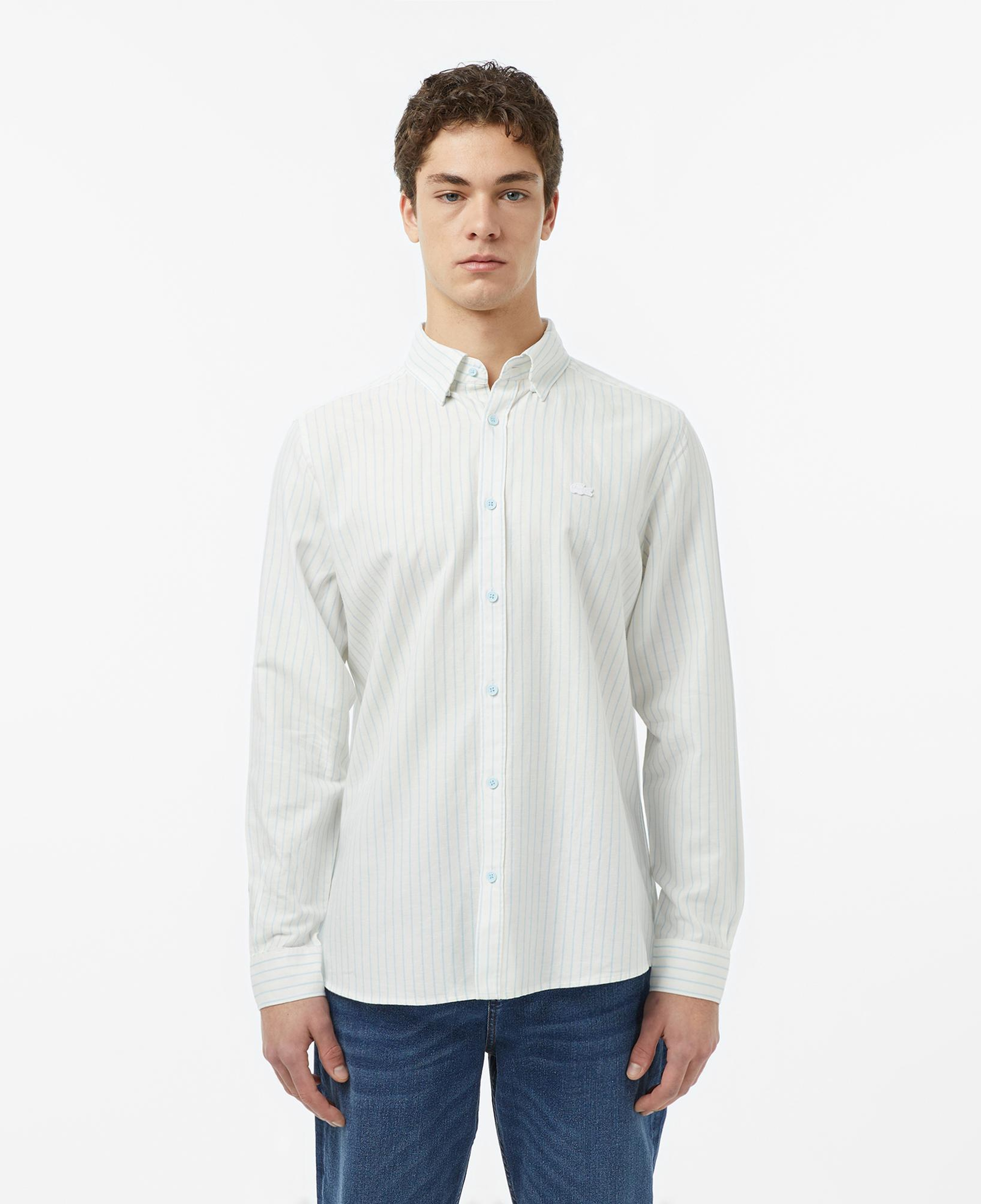 Lacoste Erkek Reguar Fit Çizgili Beyaz Gömlek