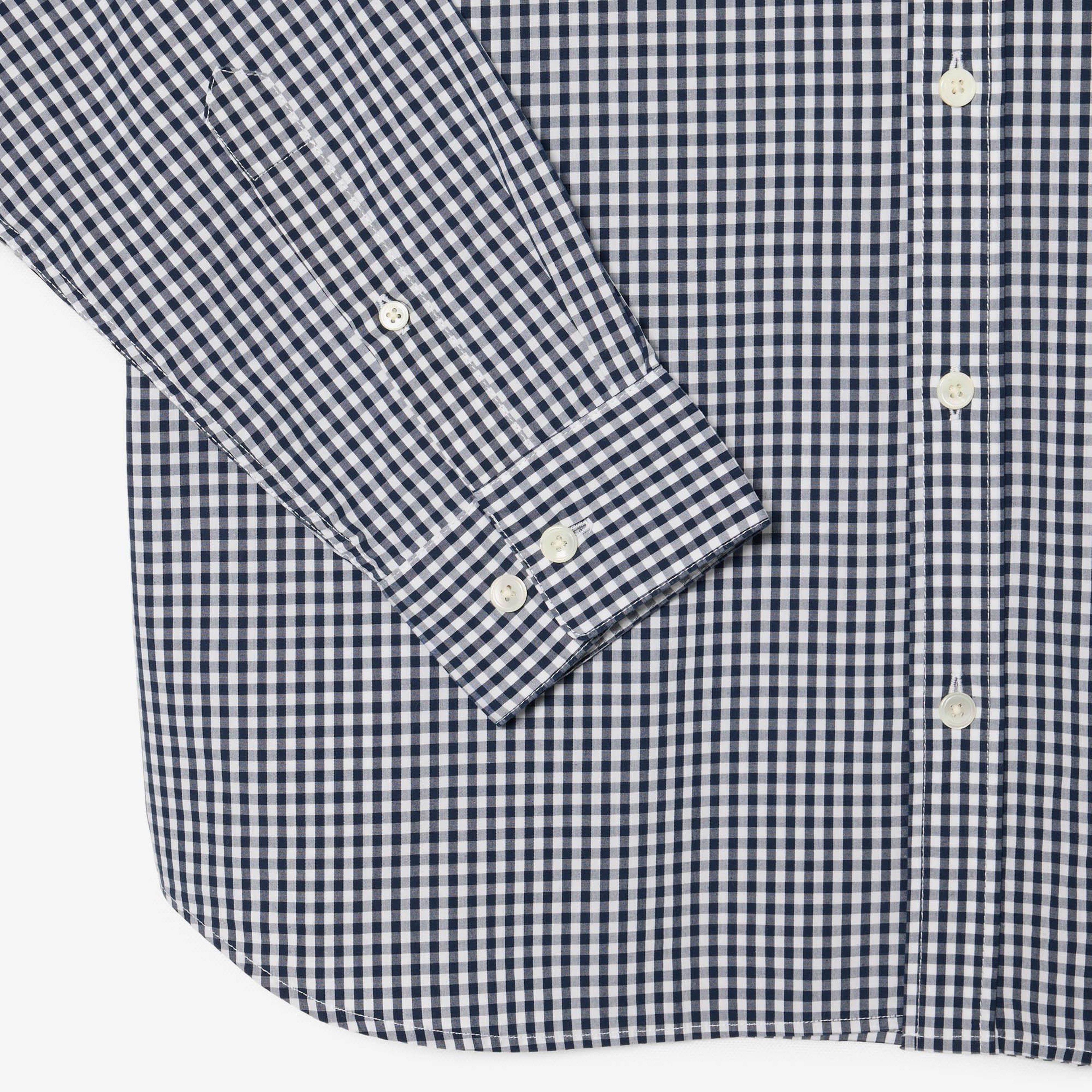 Lacoste Erkek Regular Fit Düğmeli Yaka Ekose Lacivert Gömlek