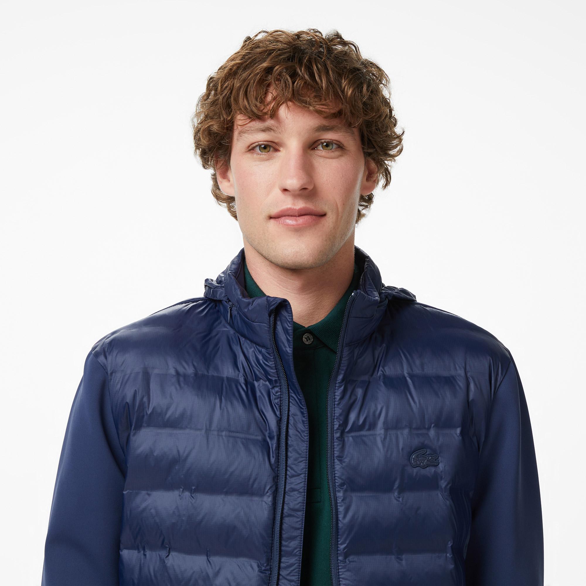 Lacoste Erkek Regular Fit Dik Yaka Renk Bloklu Lacivert Mont