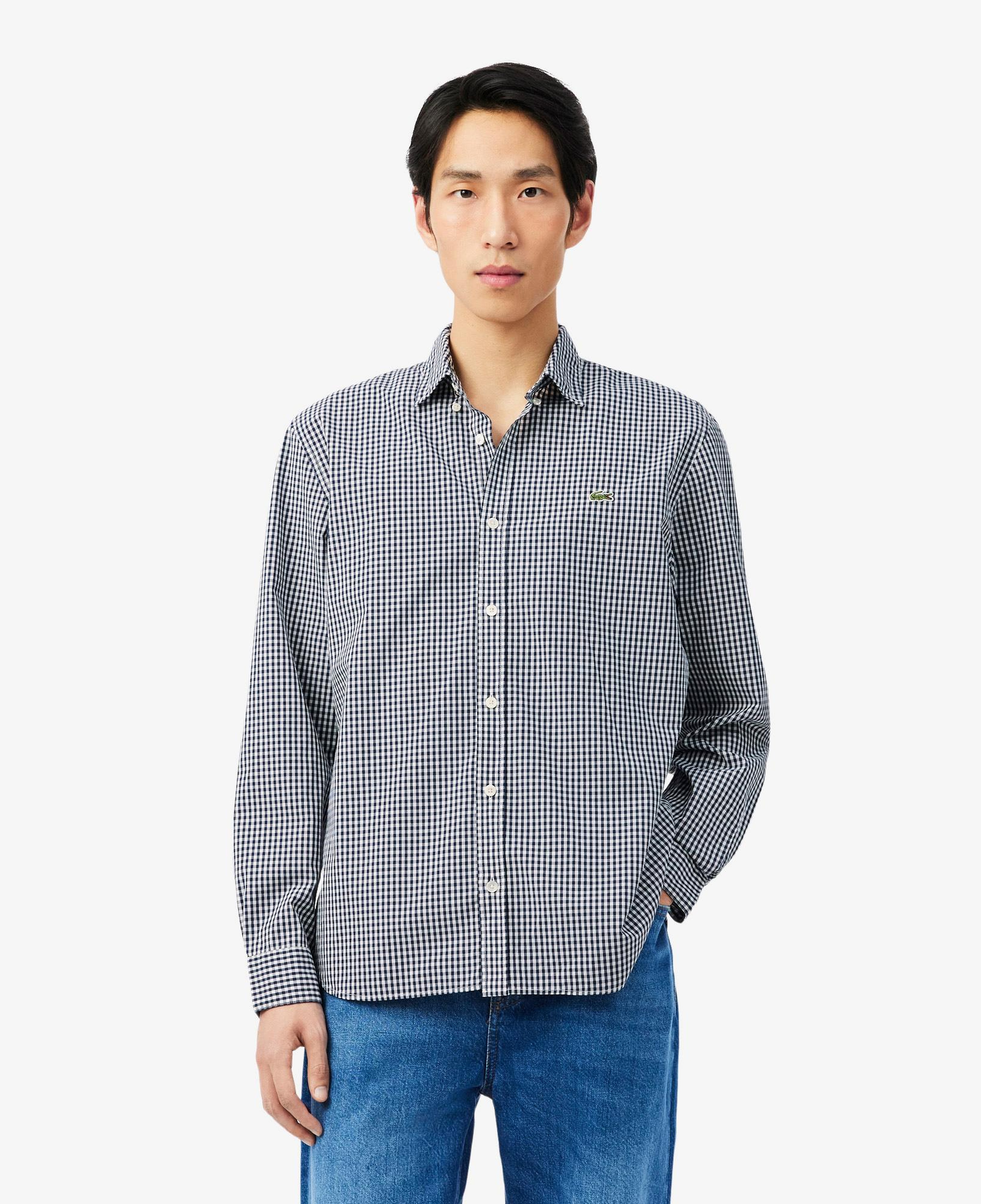 Lacoste Erkek Regular Fit Düğmeli Yaka Ekose Lacivert Gömlek