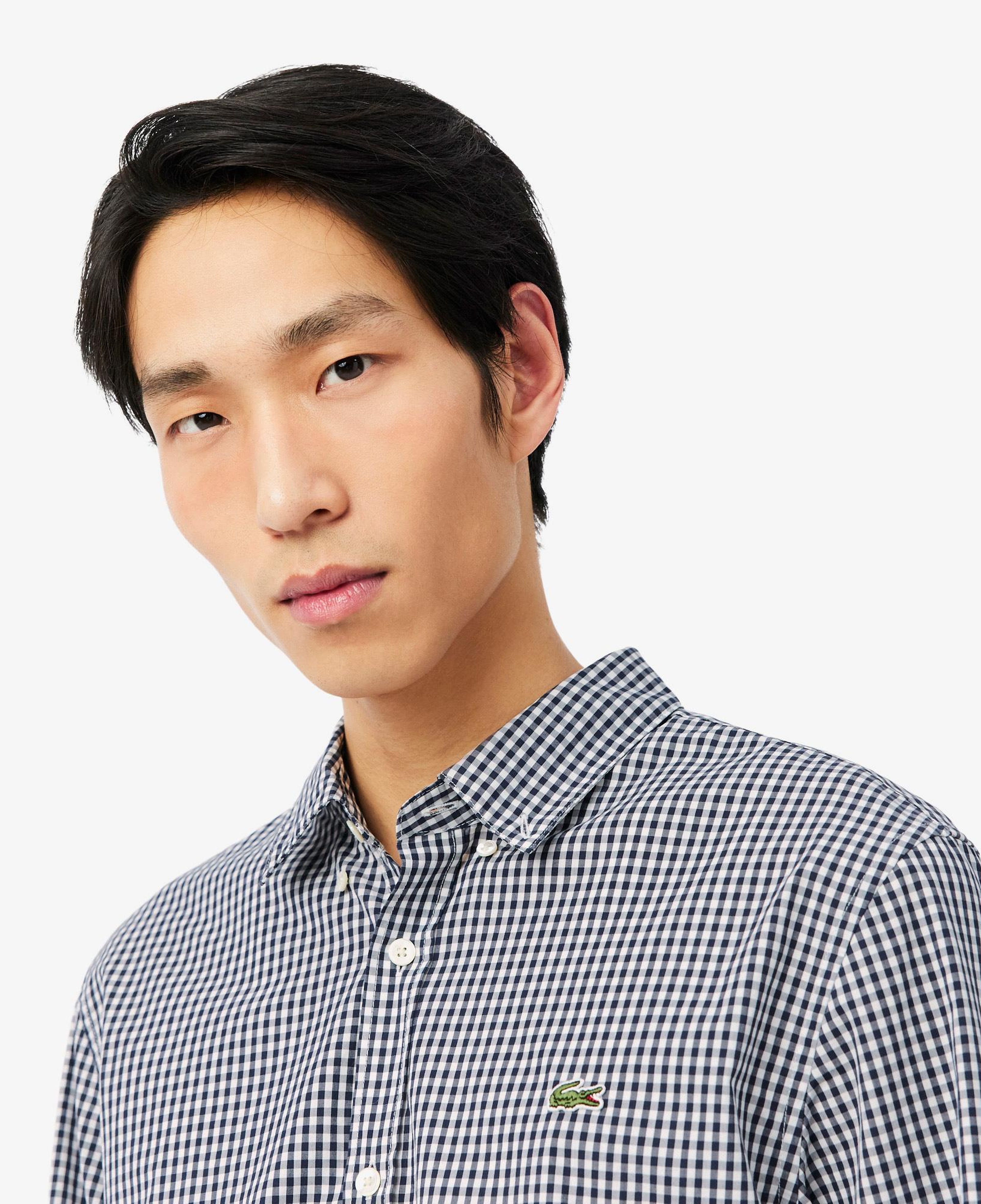 Lacoste Erkek Regular Fit Düğmeli Yaka Ekose Lacivert Gömlek