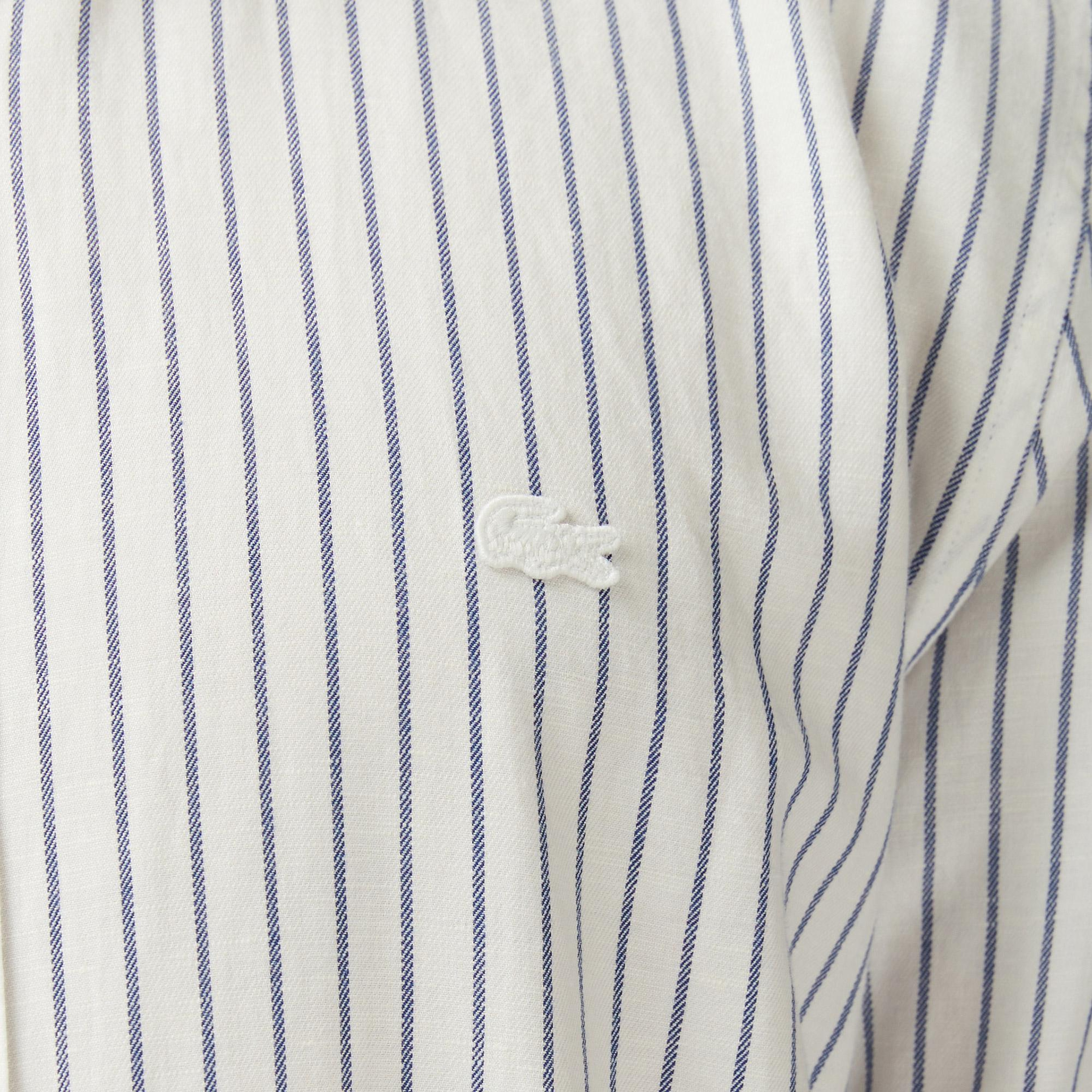 Lacoste Erkek Regular Fit Çizgili Koyu Mavi Gömlek