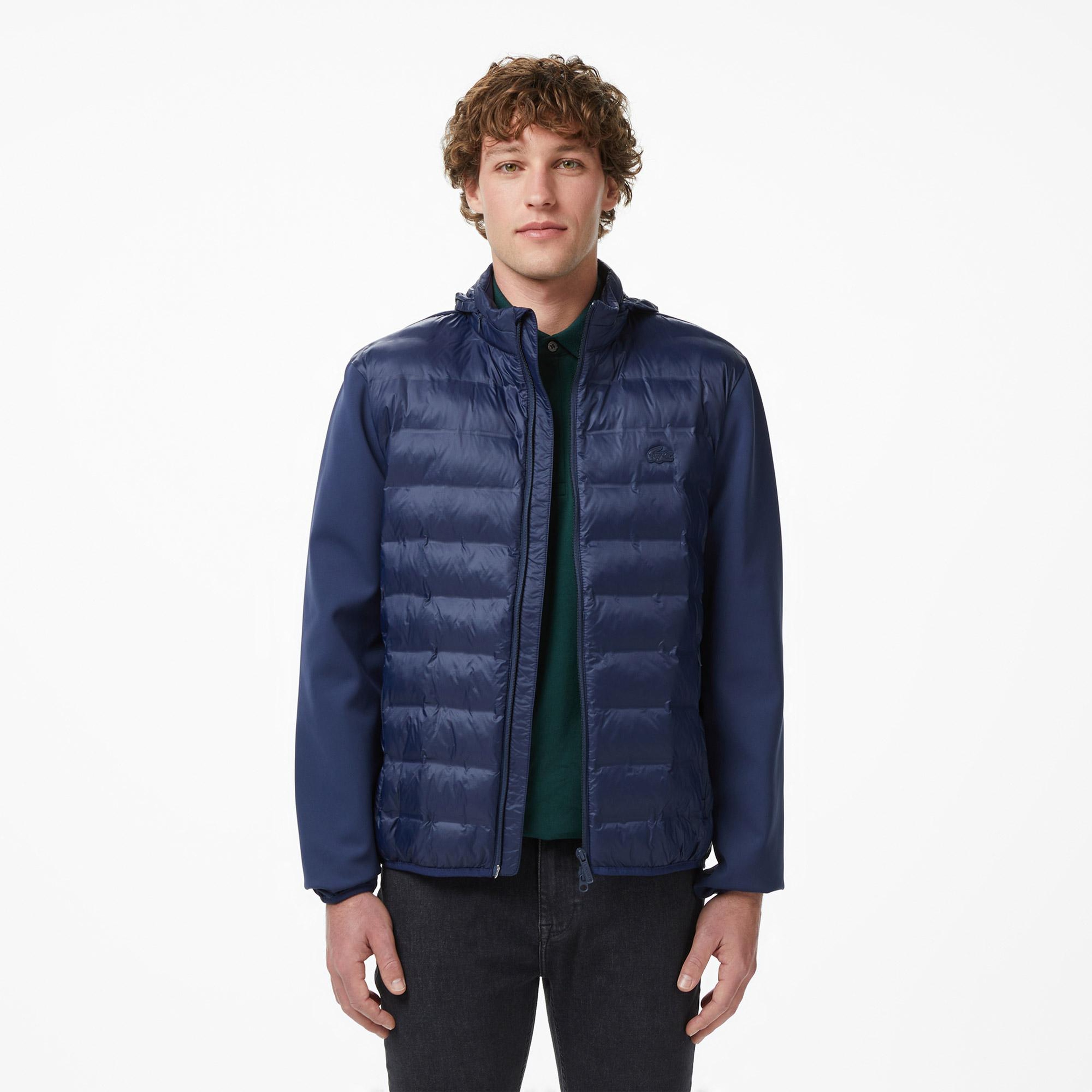 Lacoste Erkek Regular Fit Dik Yaka Renk Bloklu Lacivert Mont