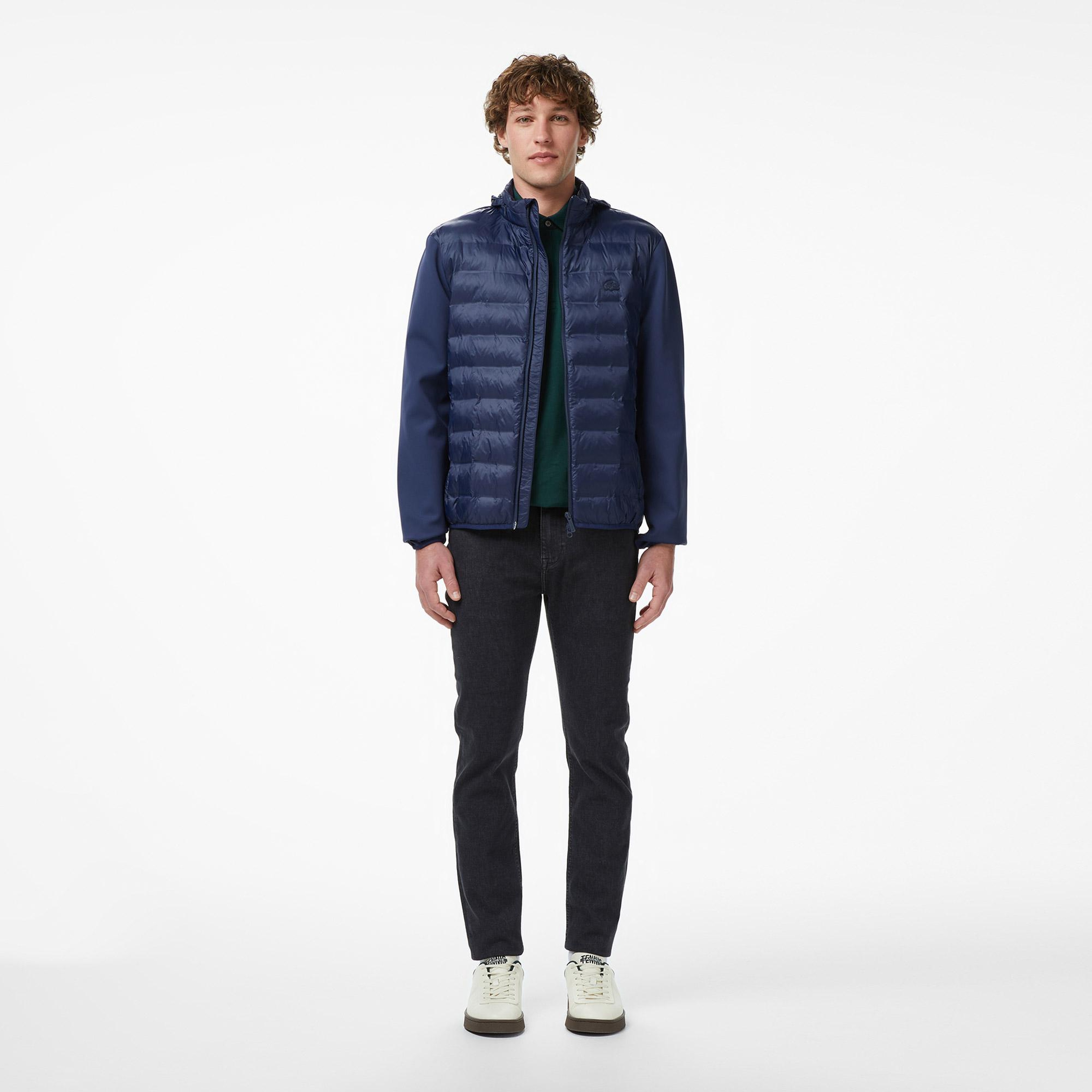 Lacoste Erkek Regular Fit Dik Yaka Renk Bloklu Lacivert Mont