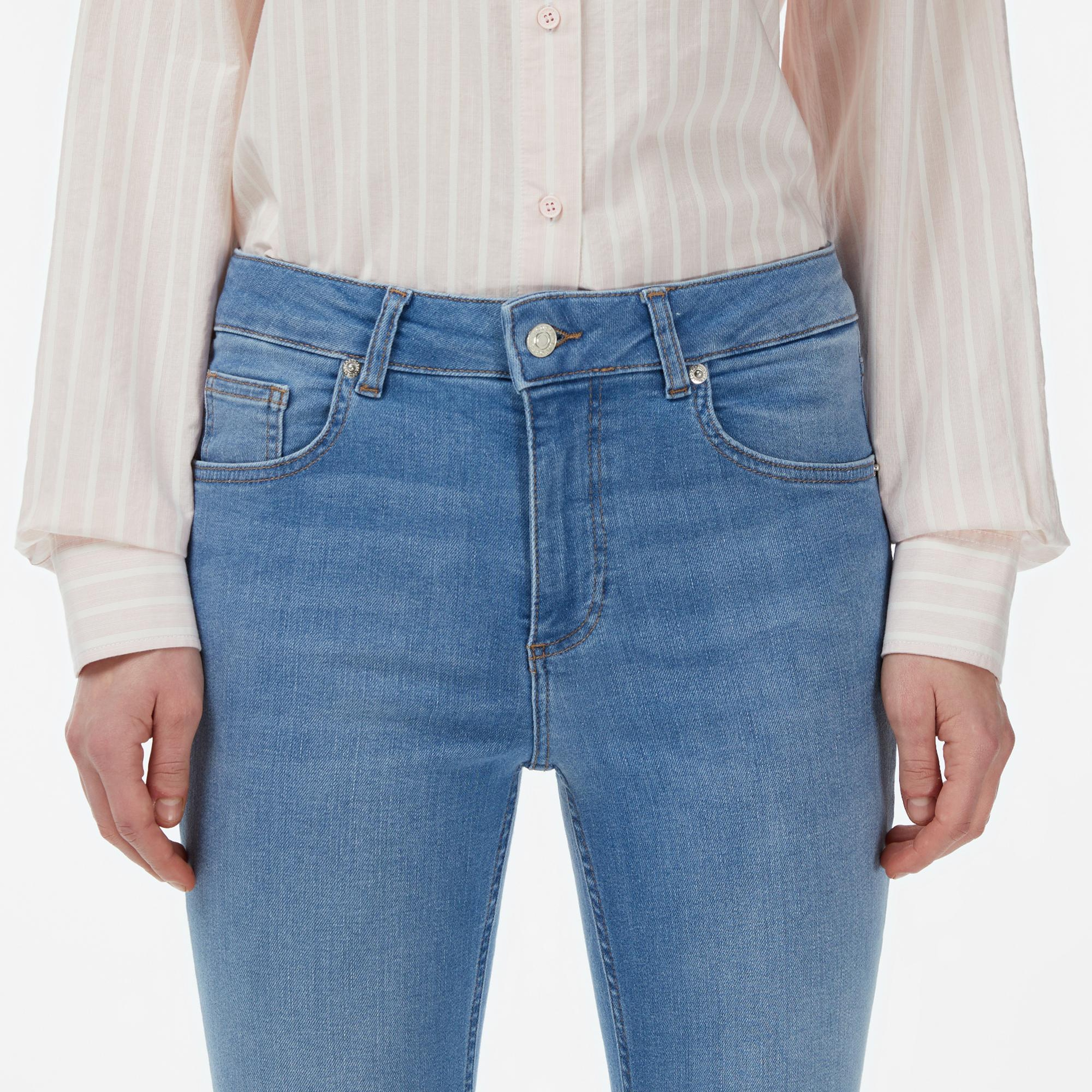 Lacoste Kadın Slim Fit Mavi Jean Pantolon