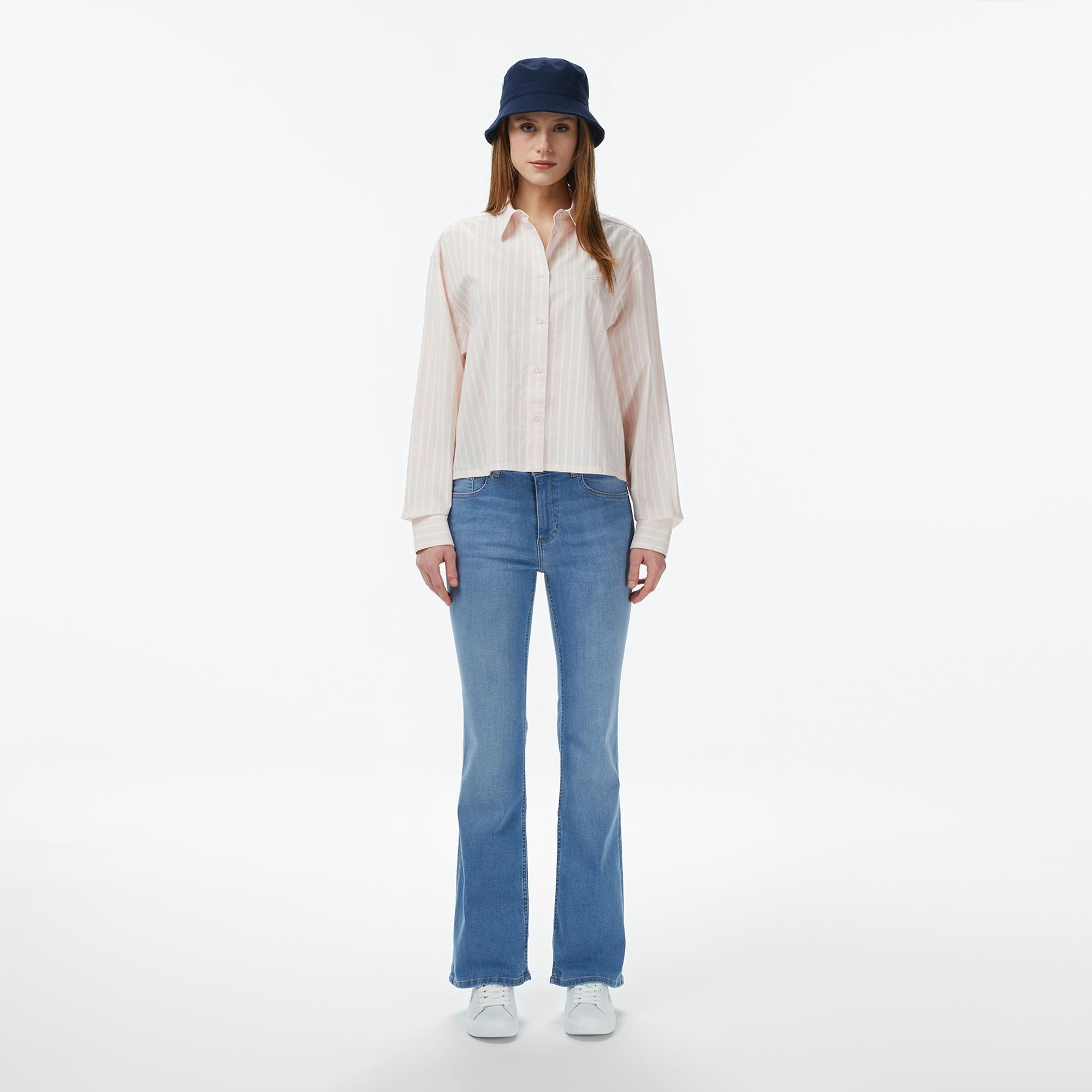 Lacoste Kadın Slim Fit Mavi Jean Pantolon