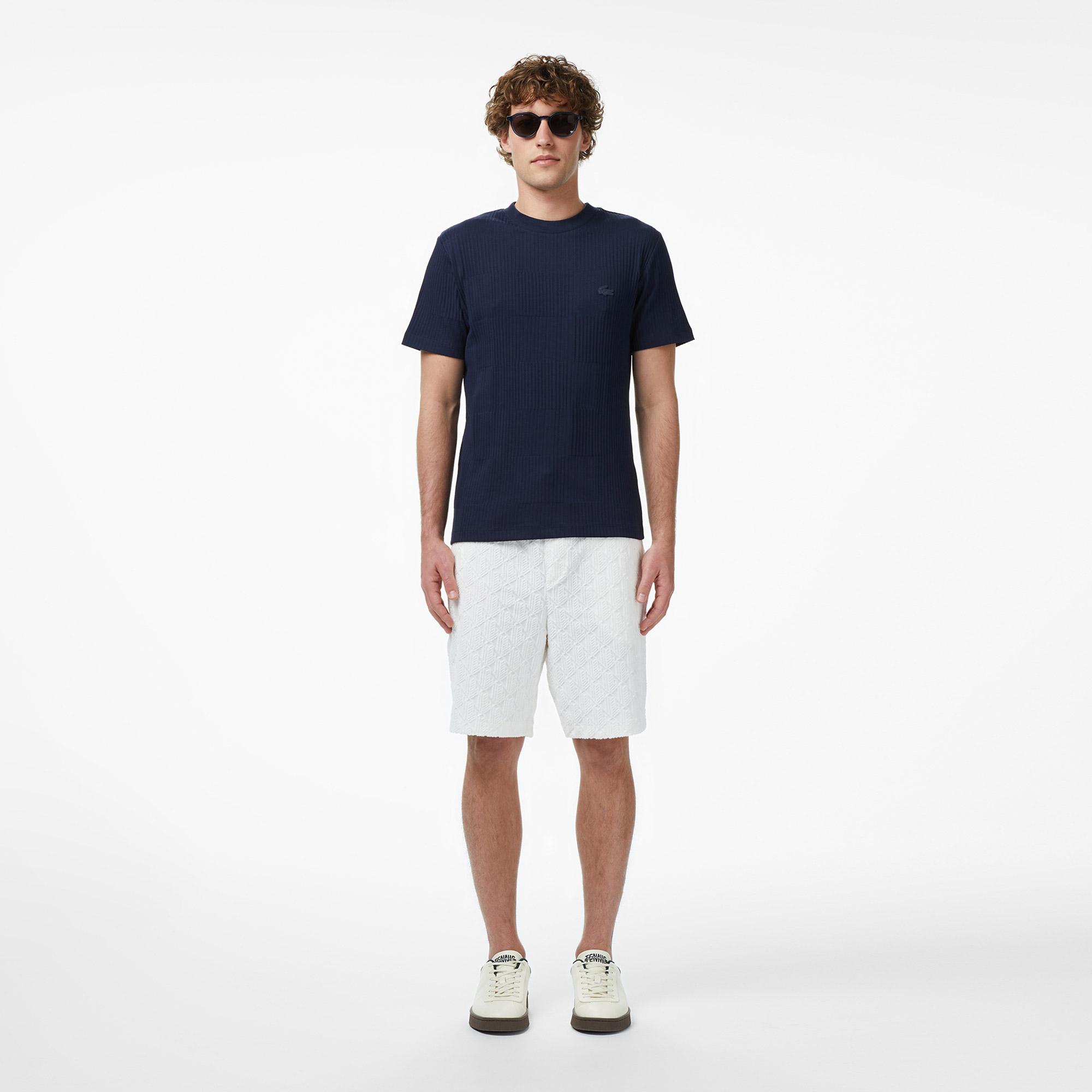 Lacoste Erkek Regular Fit Bisiklet Yaka Çizgili Lacivert T-Shirt
