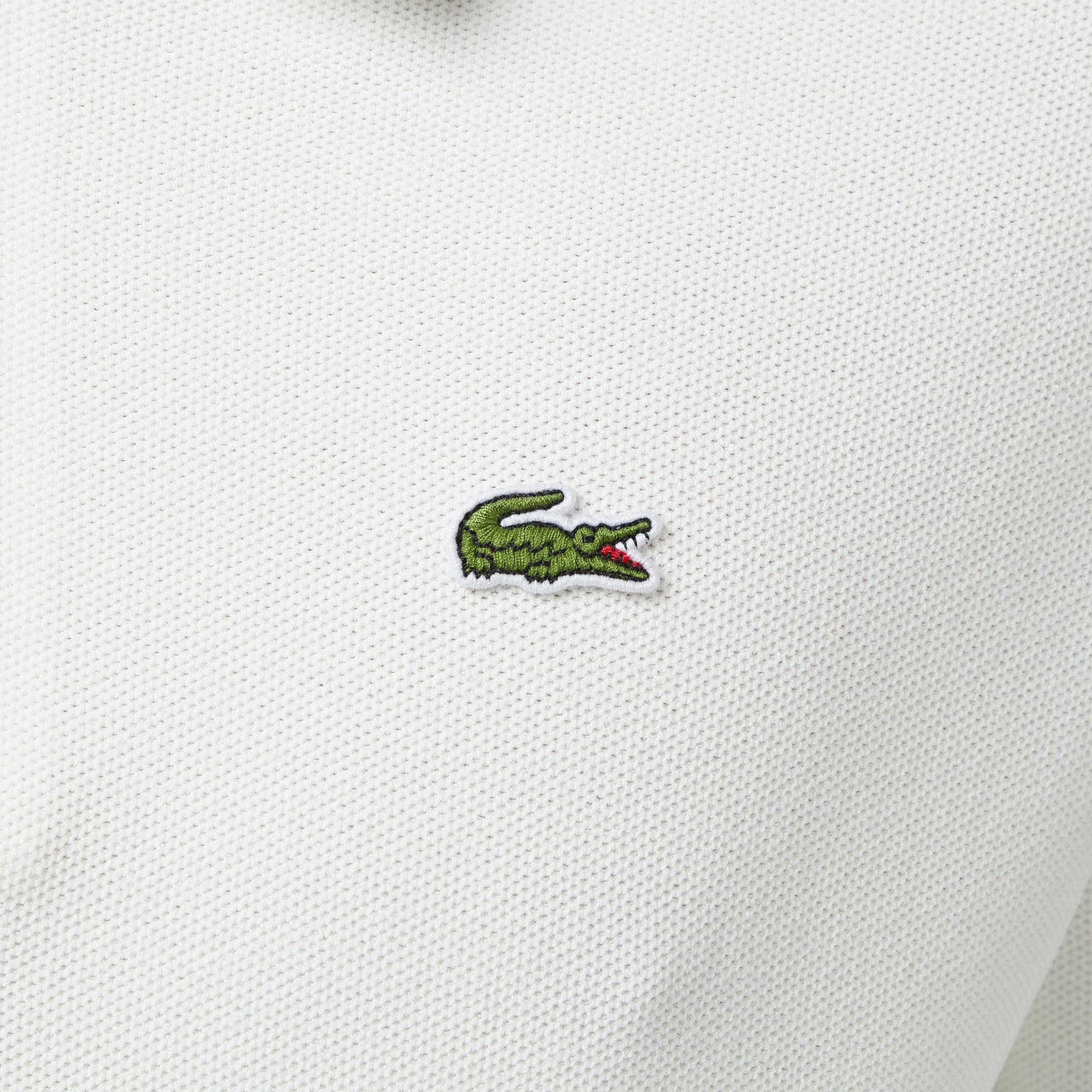 Lacoste Erkek Classic Fit Kısa Kollu Yarım Fermuarlı Beyaz Triko