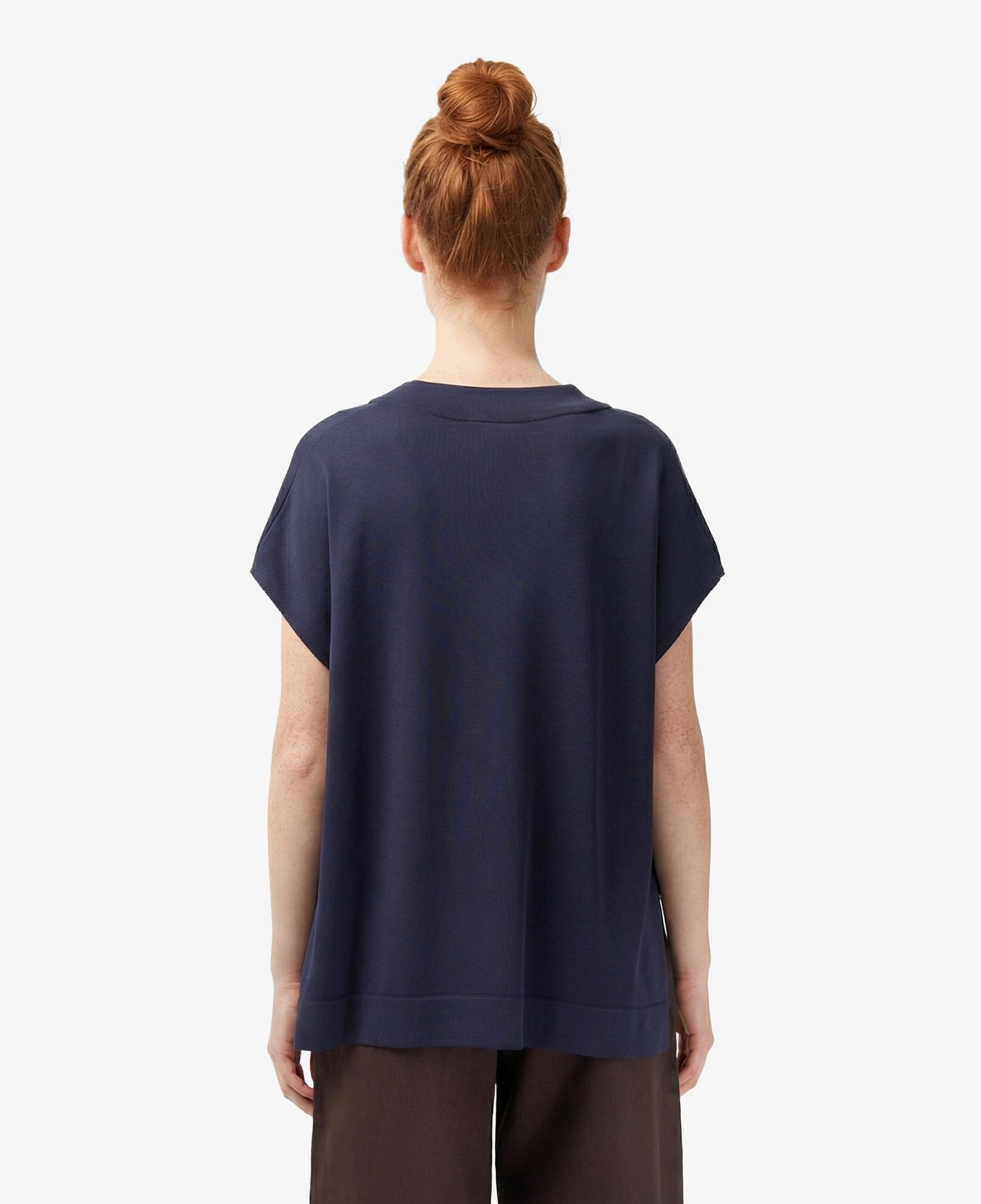 Lacoste Kadın Relaxed Fit Kısa Kollu V Yaka Koyu Gri Triko