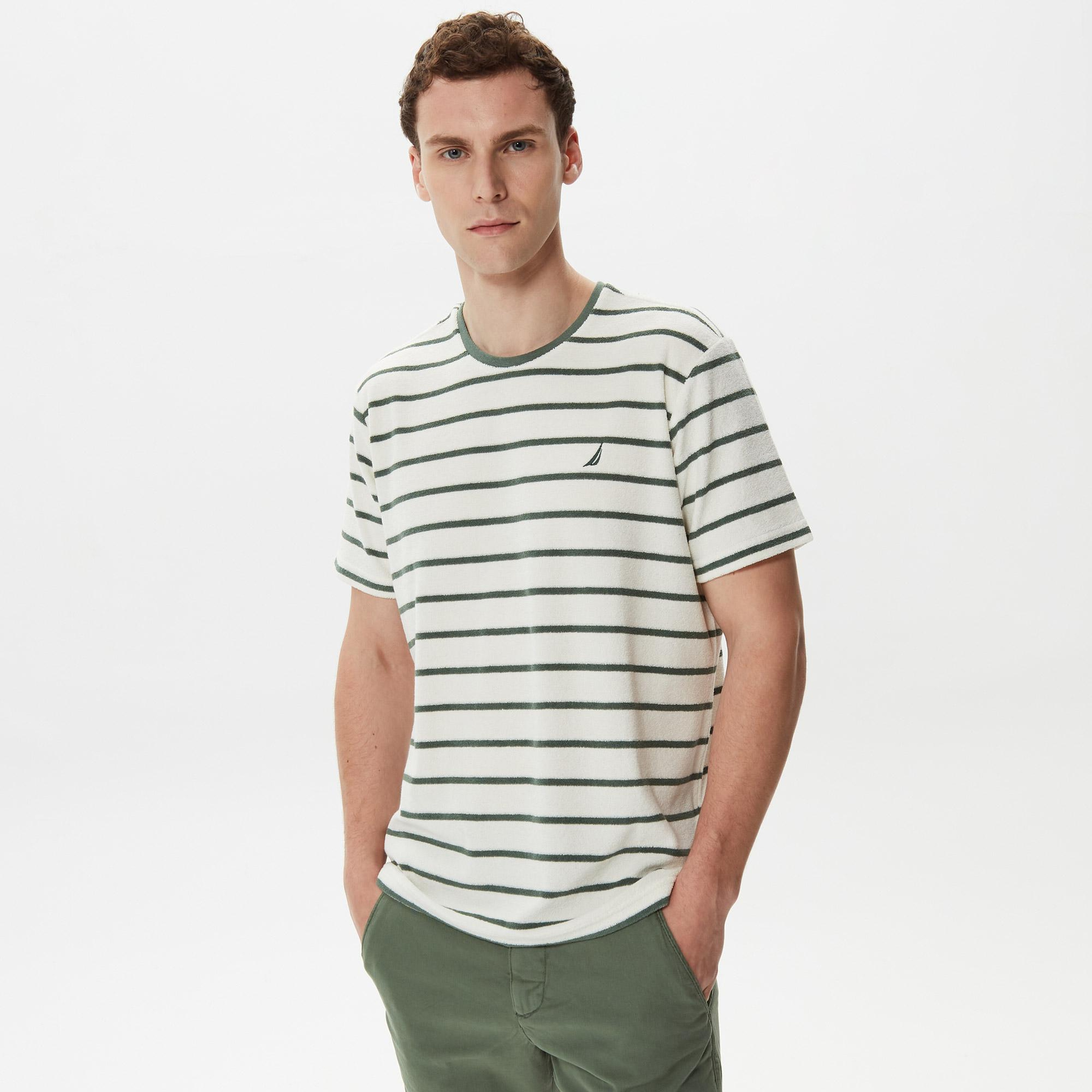 Nautica Erkek Yeşil Çizgili T-Shirt
