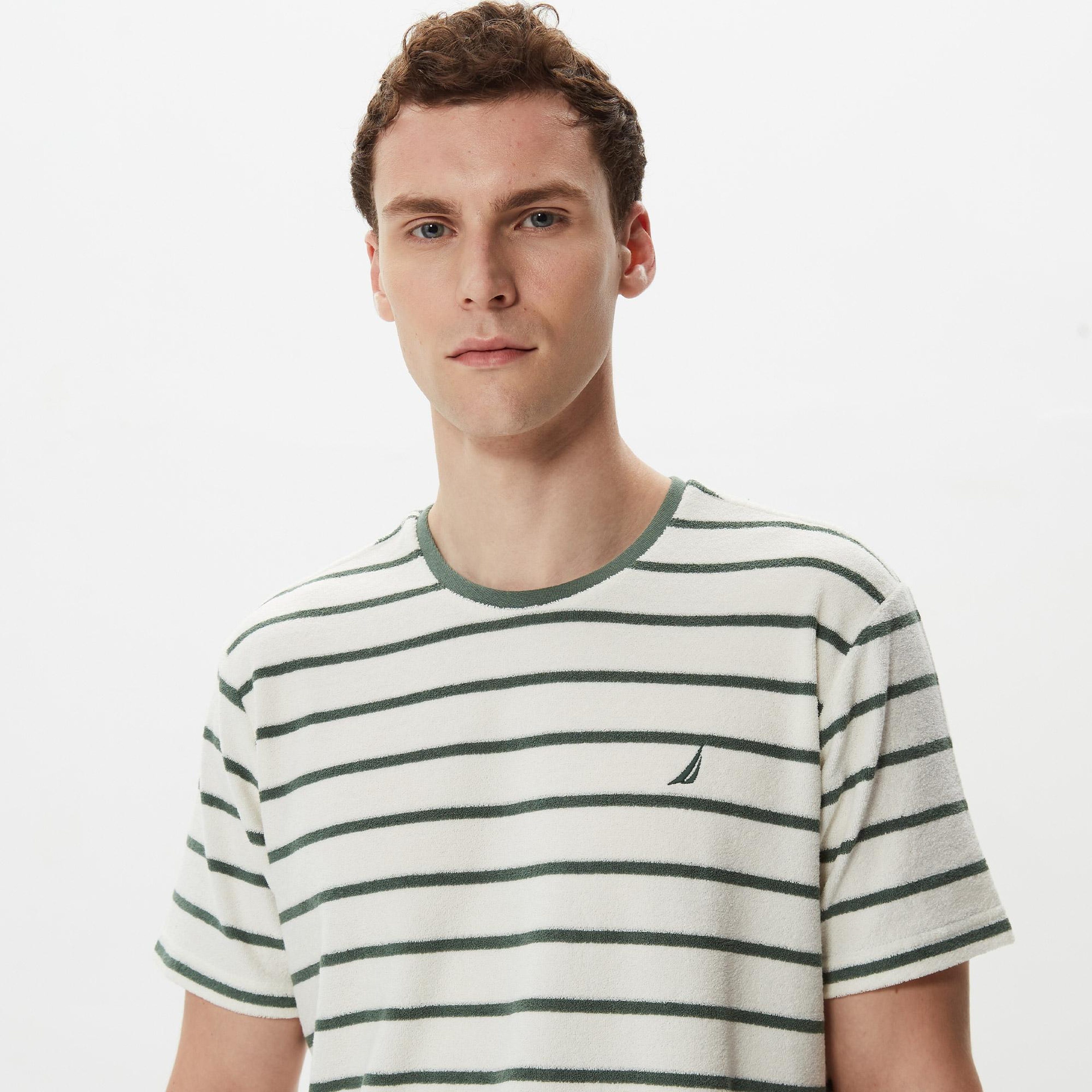 Nautica Erkek Yeşil Çizgili T-Shirt