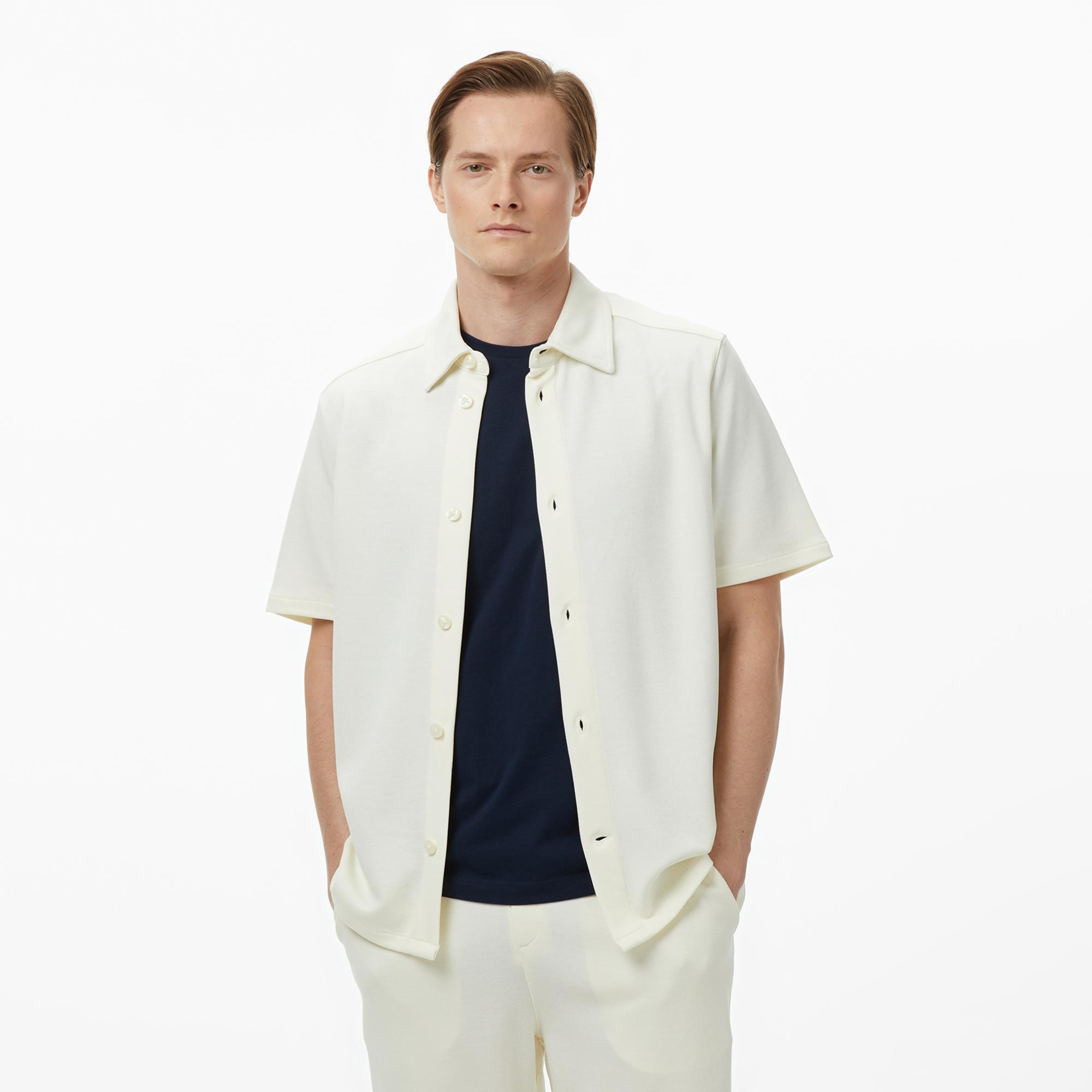 Nautica Erkek Krem Regular Fit Kısa Kollu Gömlek