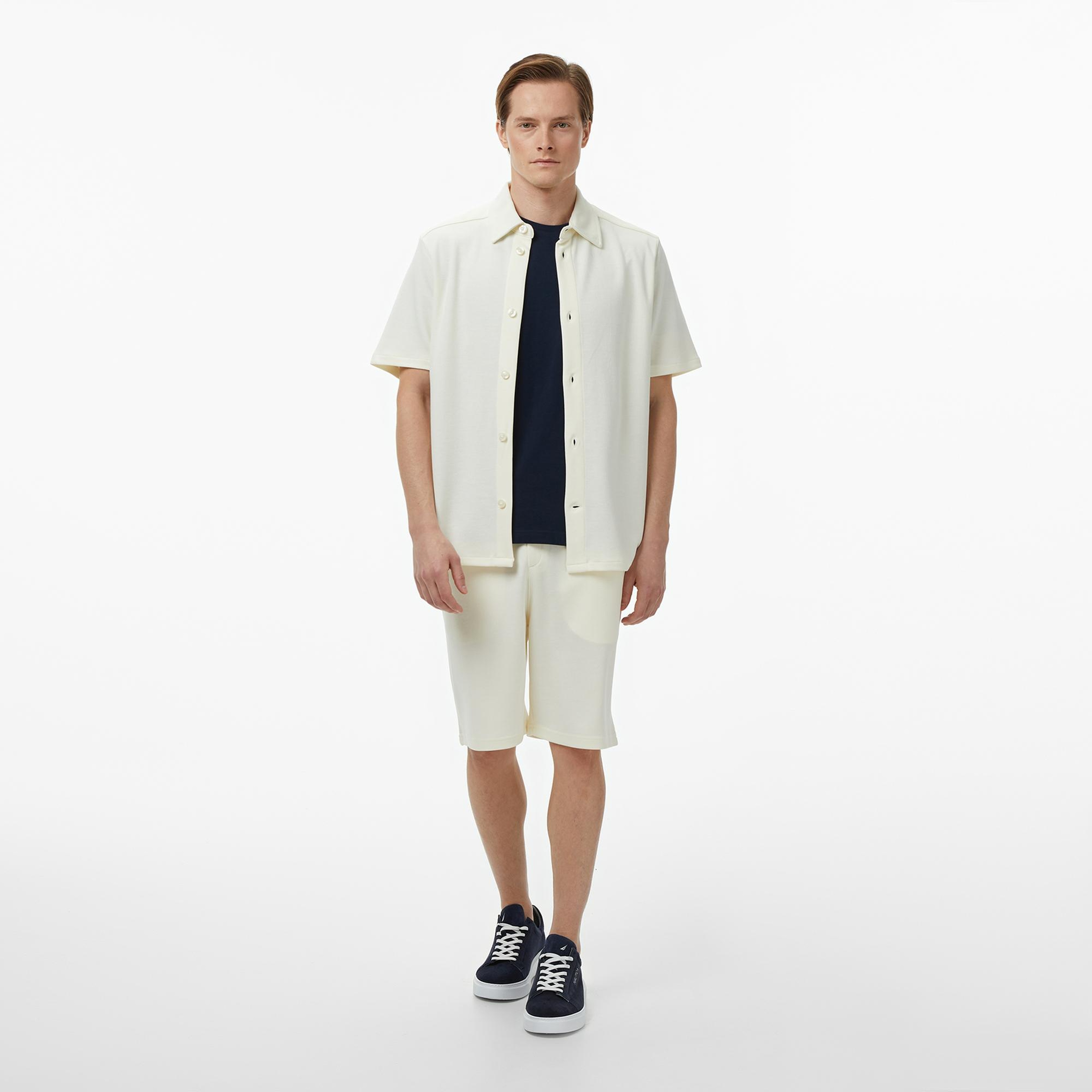 Nautica Erkek Krem Regular Fit Kısa Kollu Gömlek