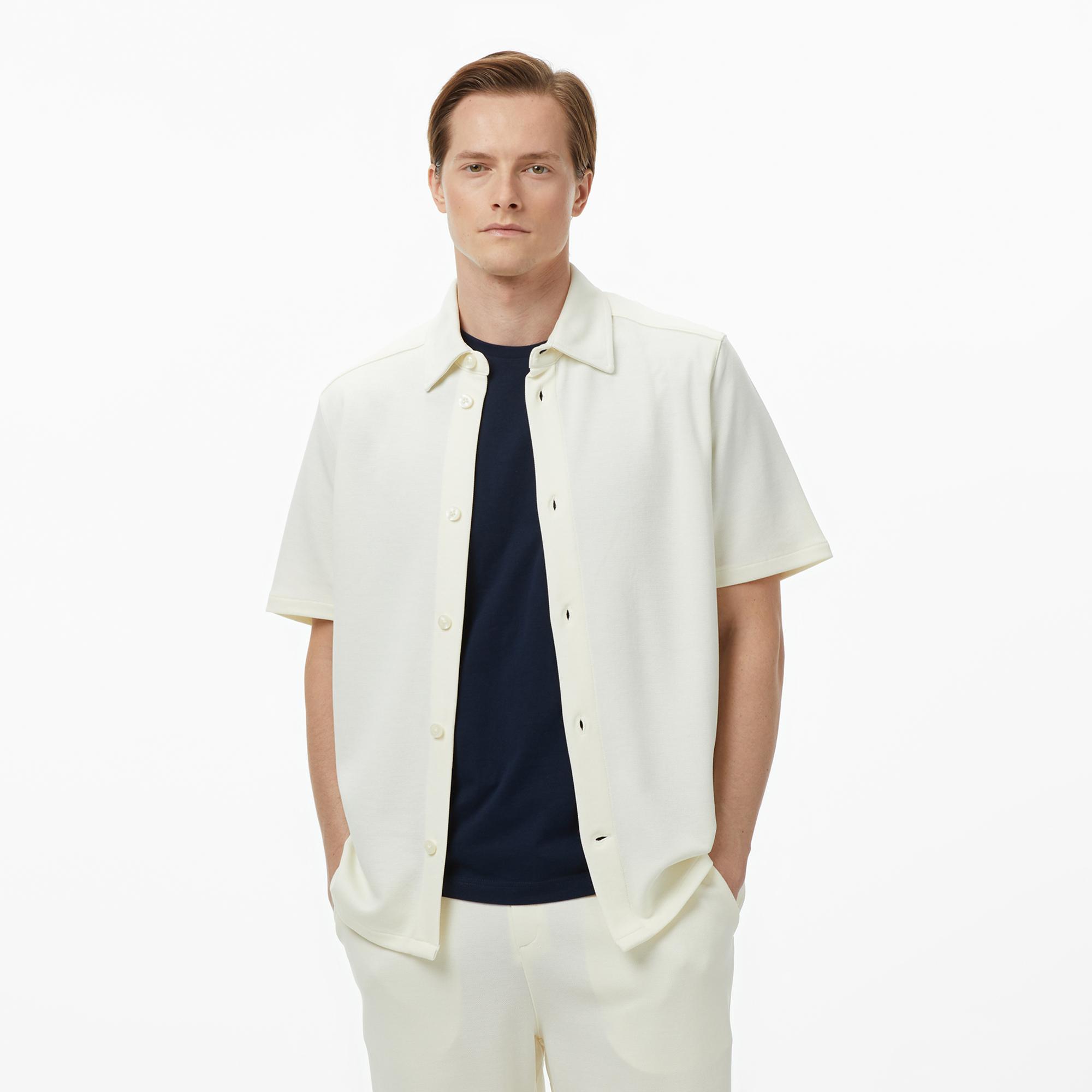 Nautica Erkek Krem Regular Fit Kısa Kollu Gömlek