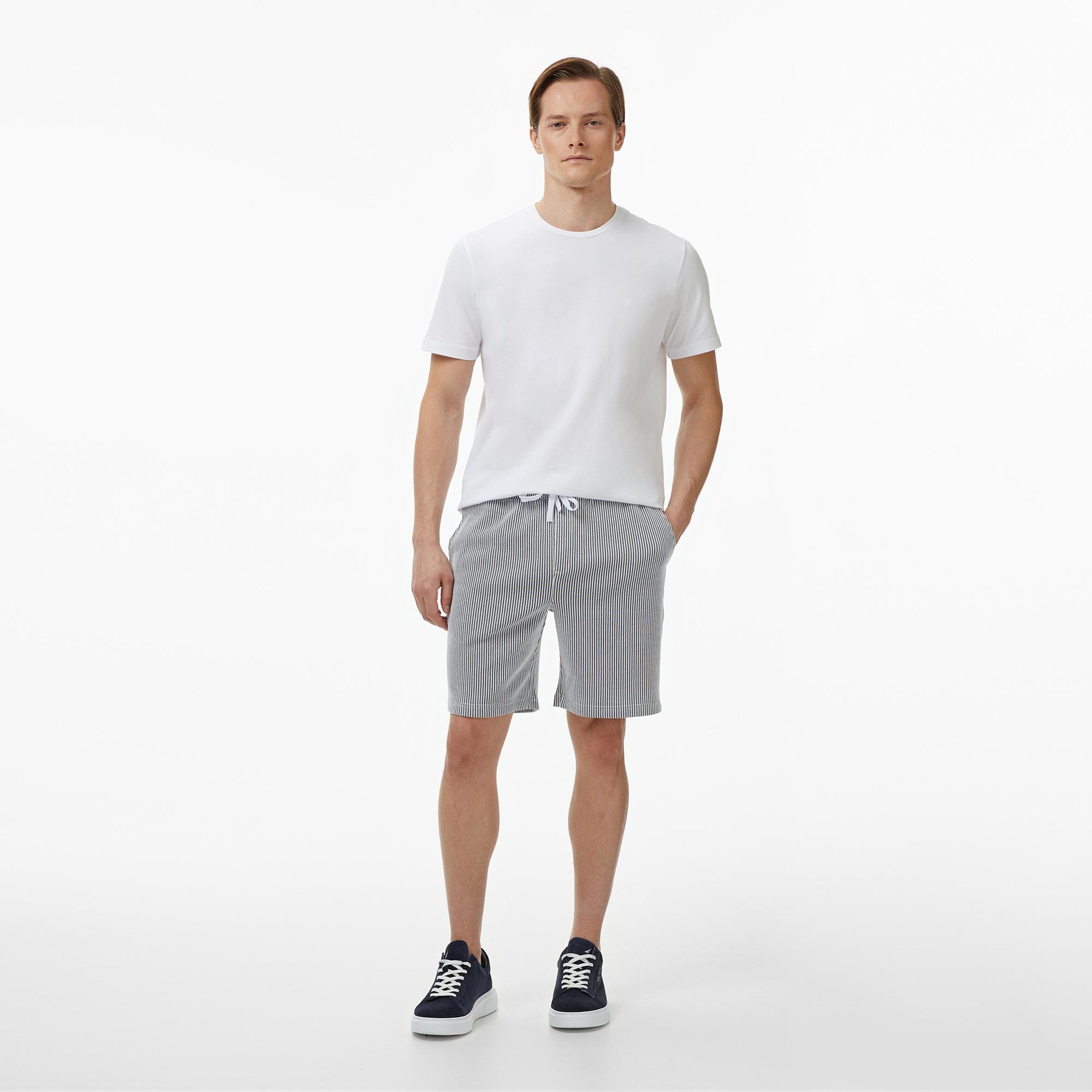 Nautica Erkek Lacivert Regular Fit Çizgili Şort