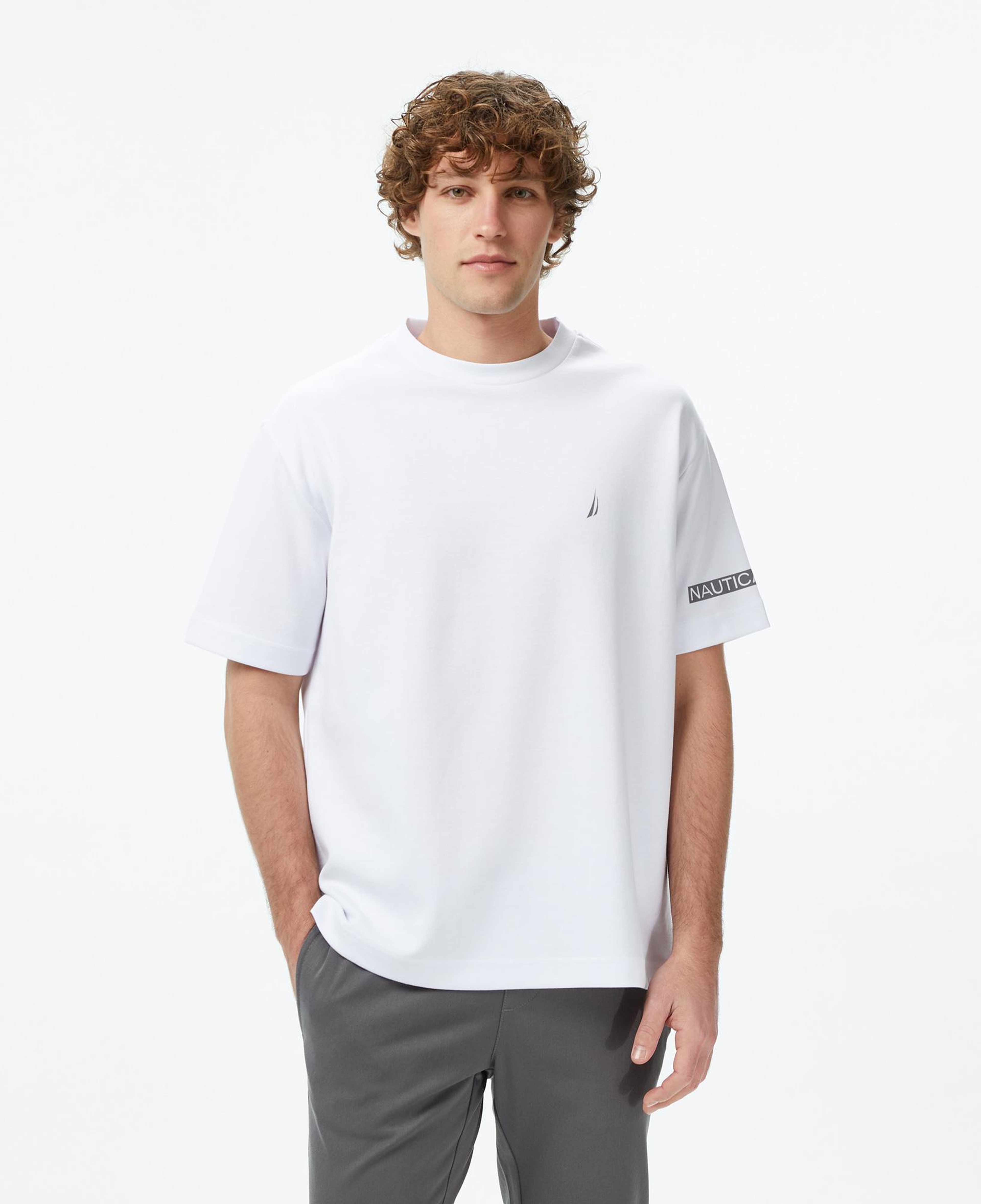 Nautica Erkek Beyaz Oversize T-Shirt