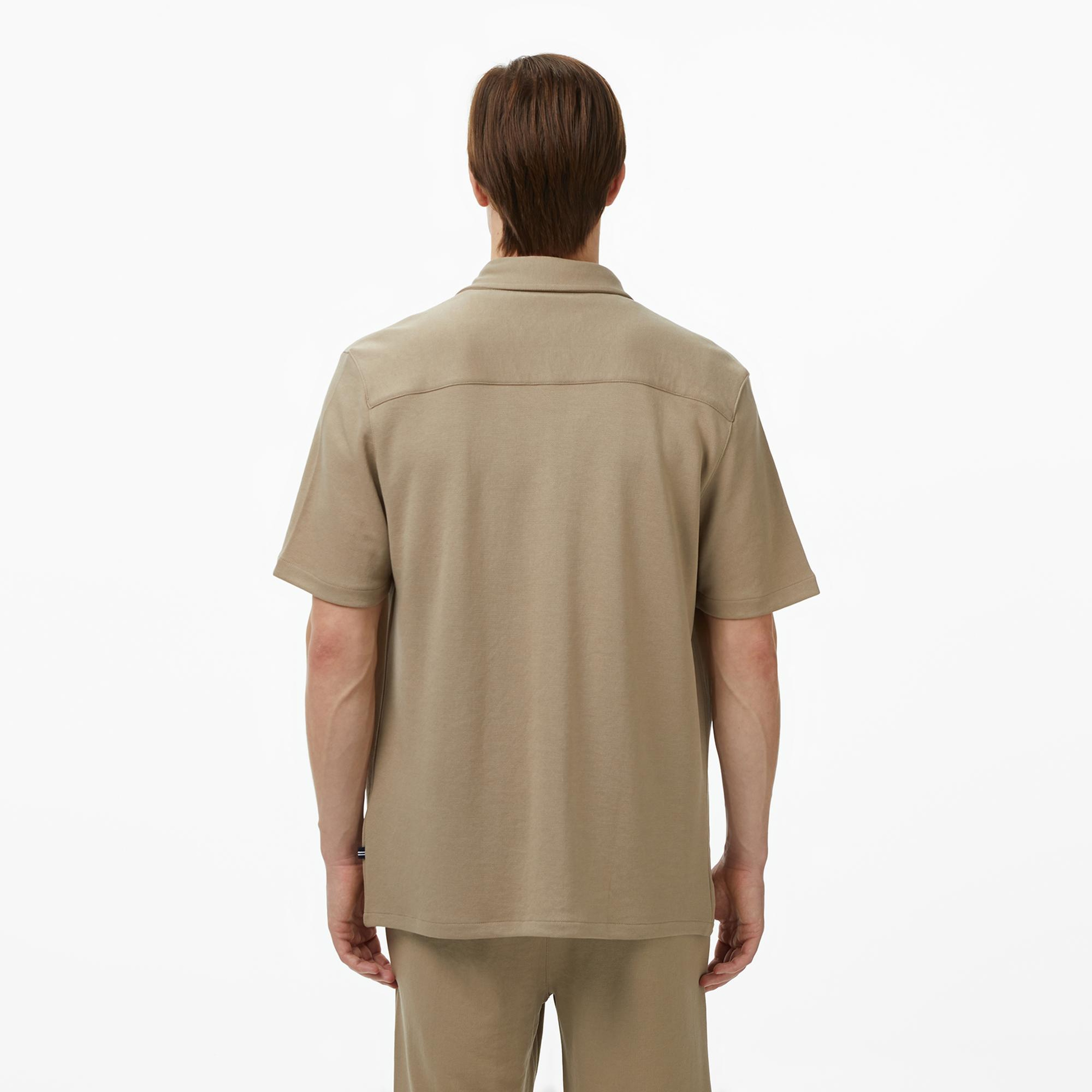 Nautica Erkek Bej Regular Fit Kısa Kollu Gömlek