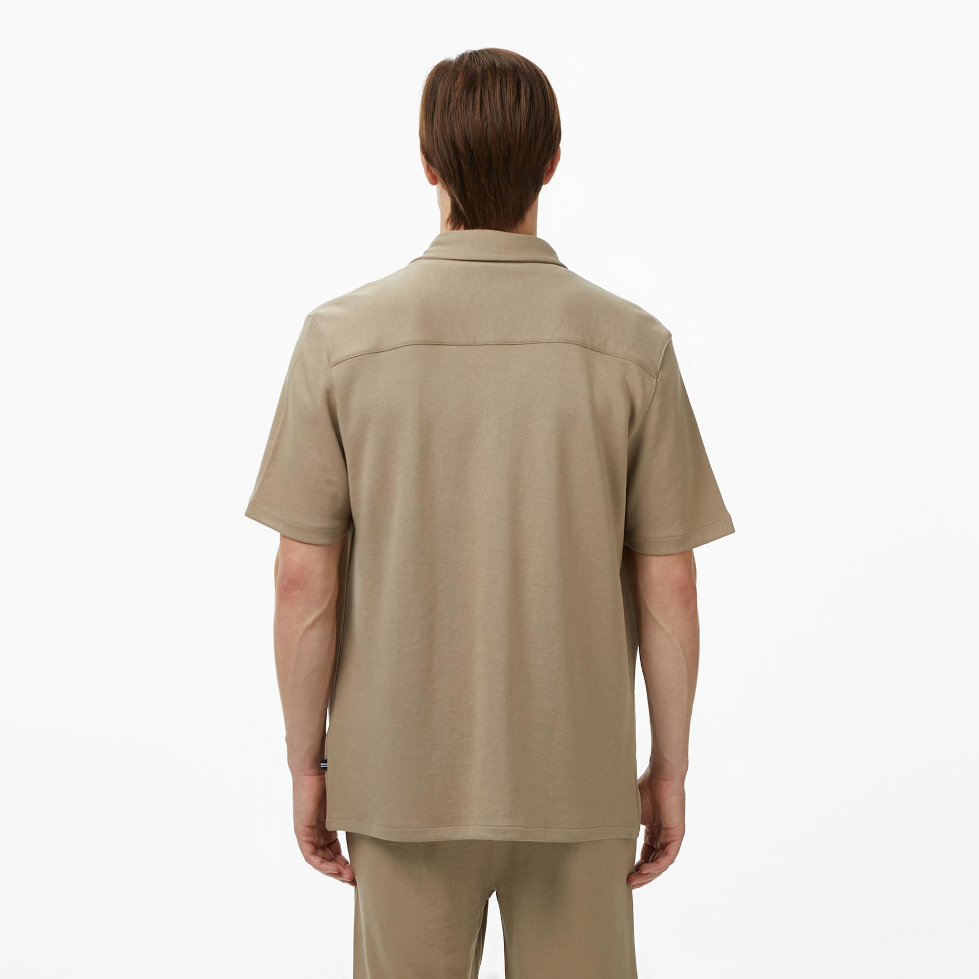 Nautica Erkek Bej Regular Fit Kısa Kollu Gömlek