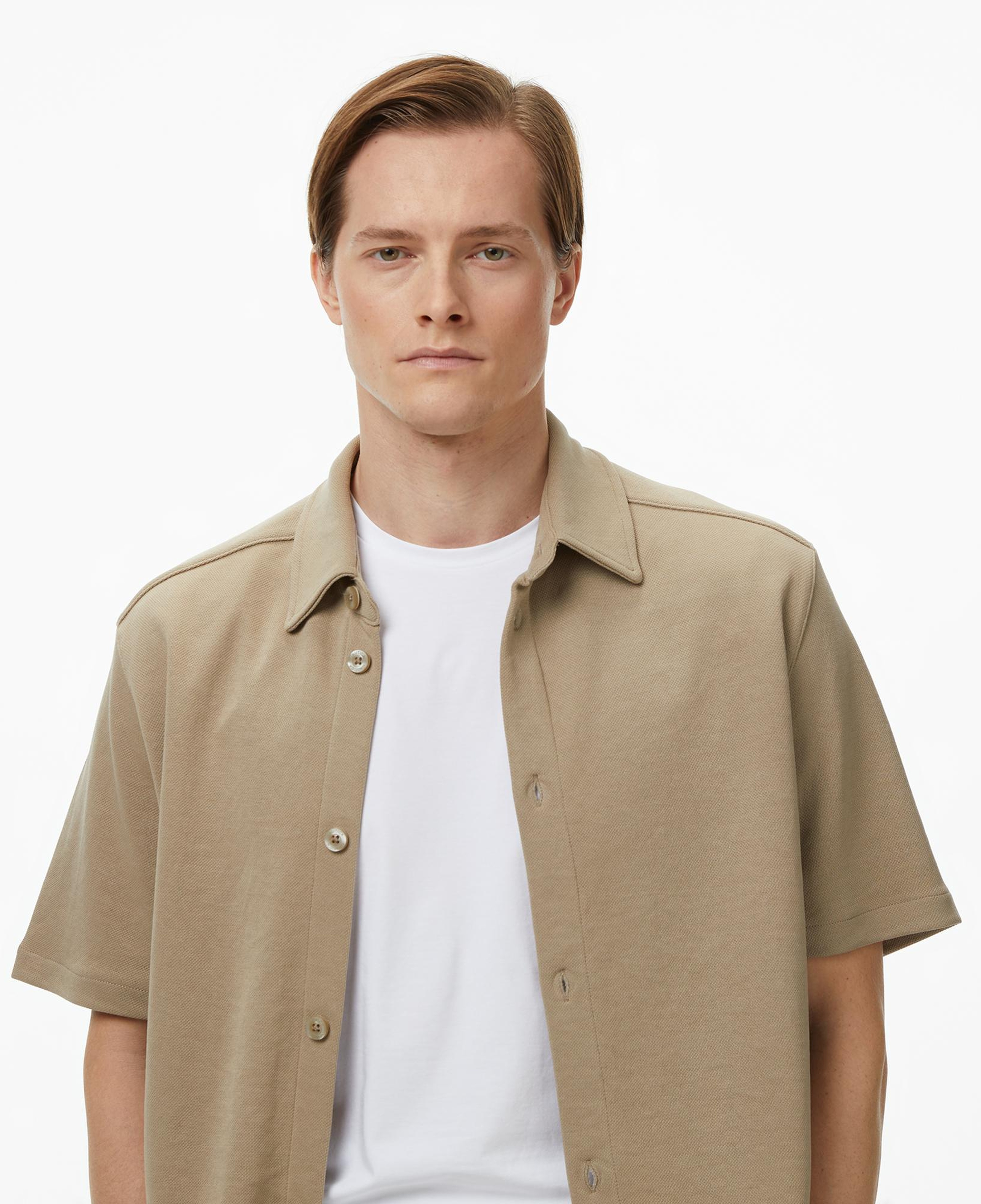 Nautica Erkek Bej Regular Fit Kısa Kollu Gömlek