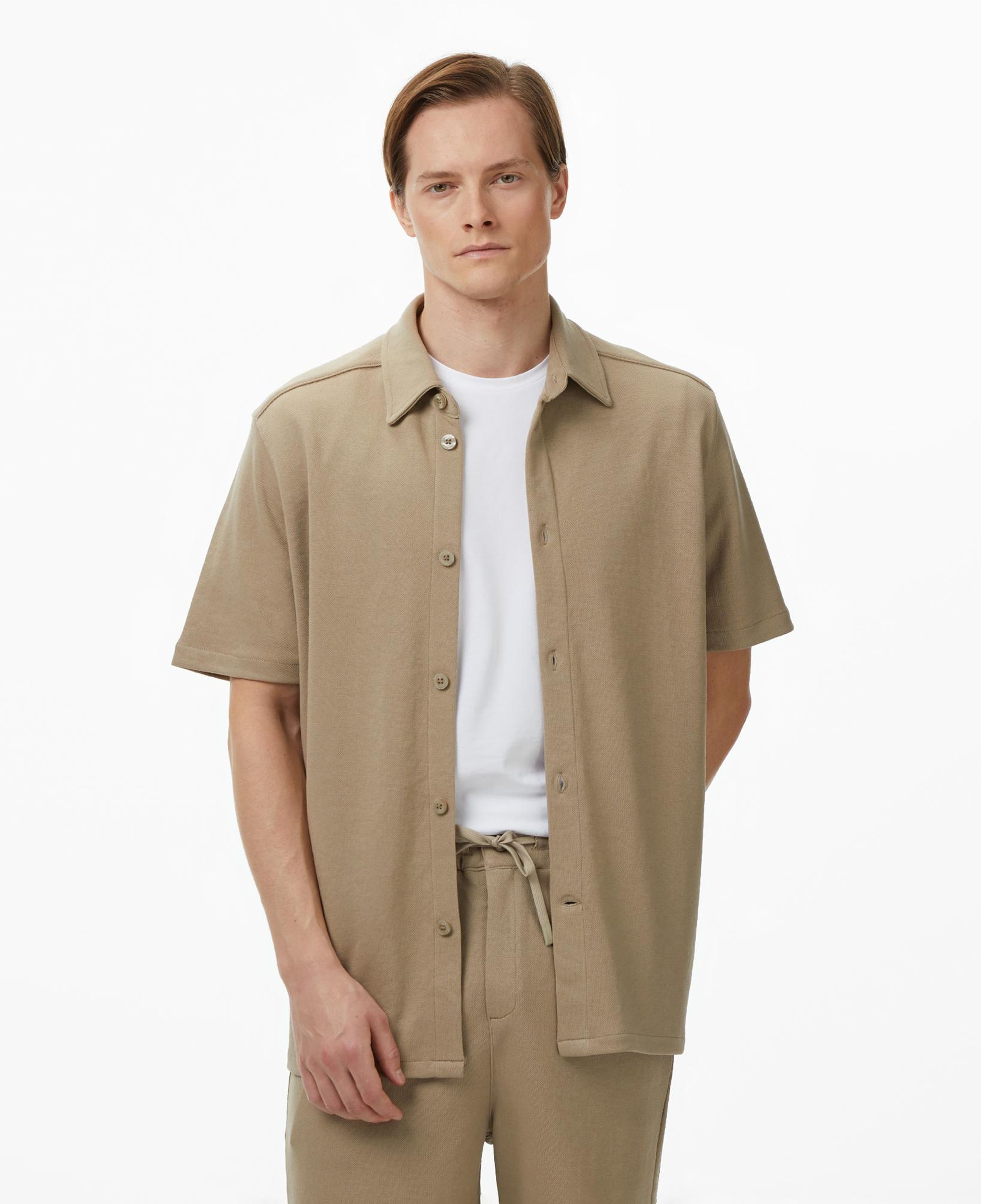 Nautica Erkek Bej Regular Fit Kısa Kollu Gömlek