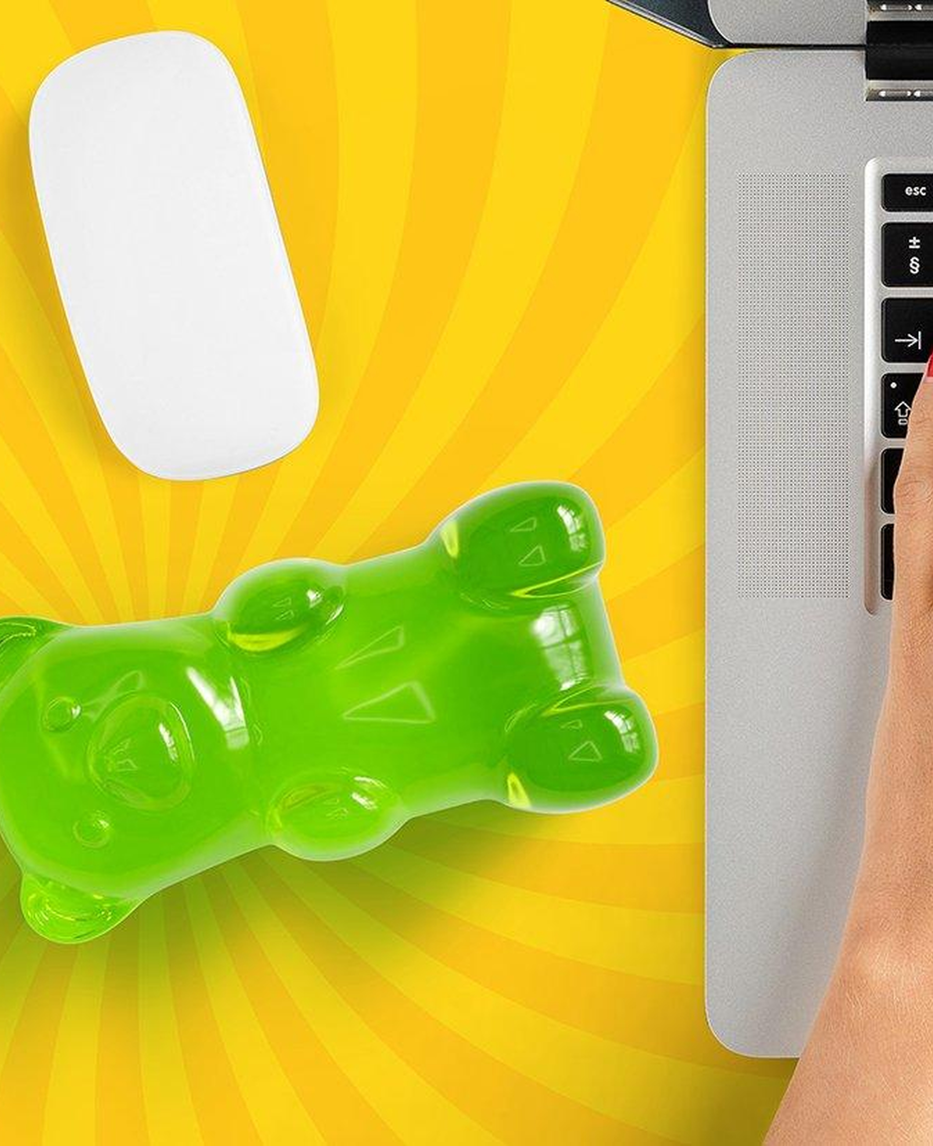 Mustard Gummy Bear Mouse Bilek Desteği - Yeşil