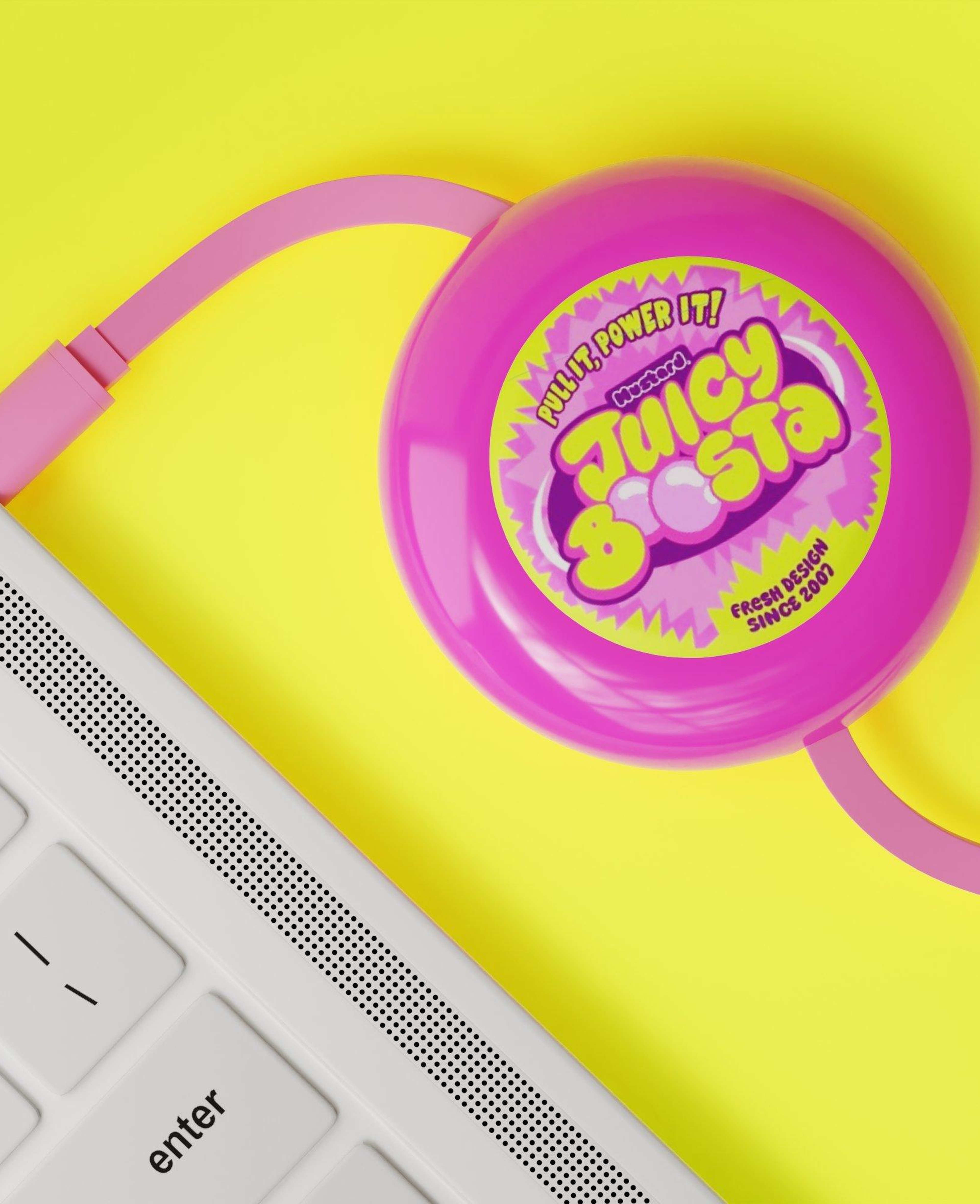 Mustard Juicy Boosta USB-C 100W Hızlı Şarj Kablosu - Pembe
