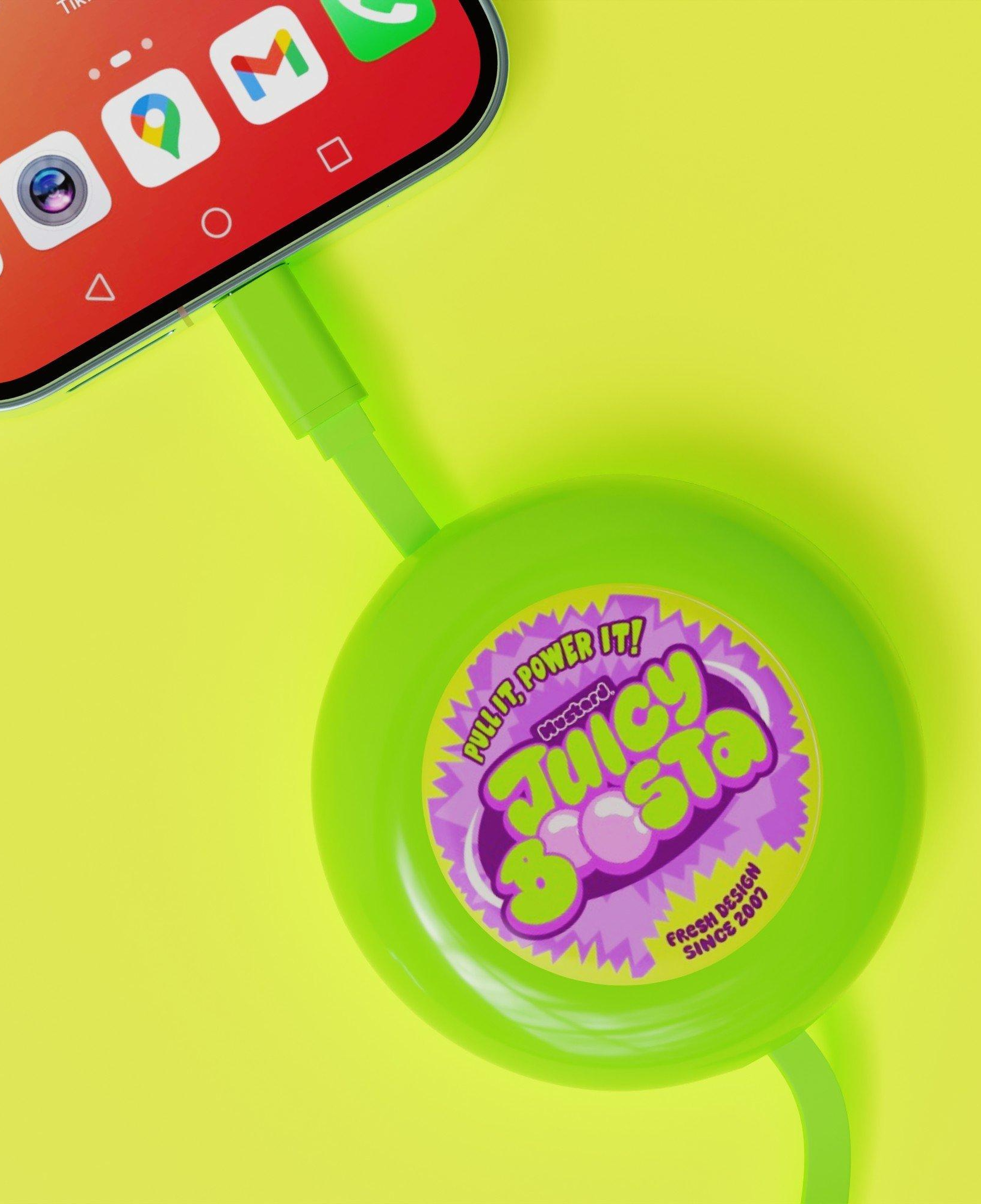 Mustard Juicy Boosta USB-C 100W Hızlı Şarj Kablosu - Yeşil