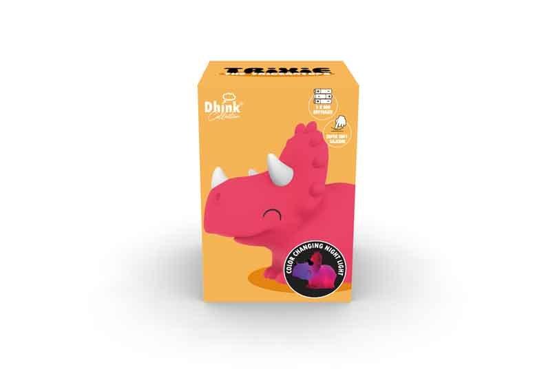 Dhink Silikon Gece Lambası  Triceratops Pembe