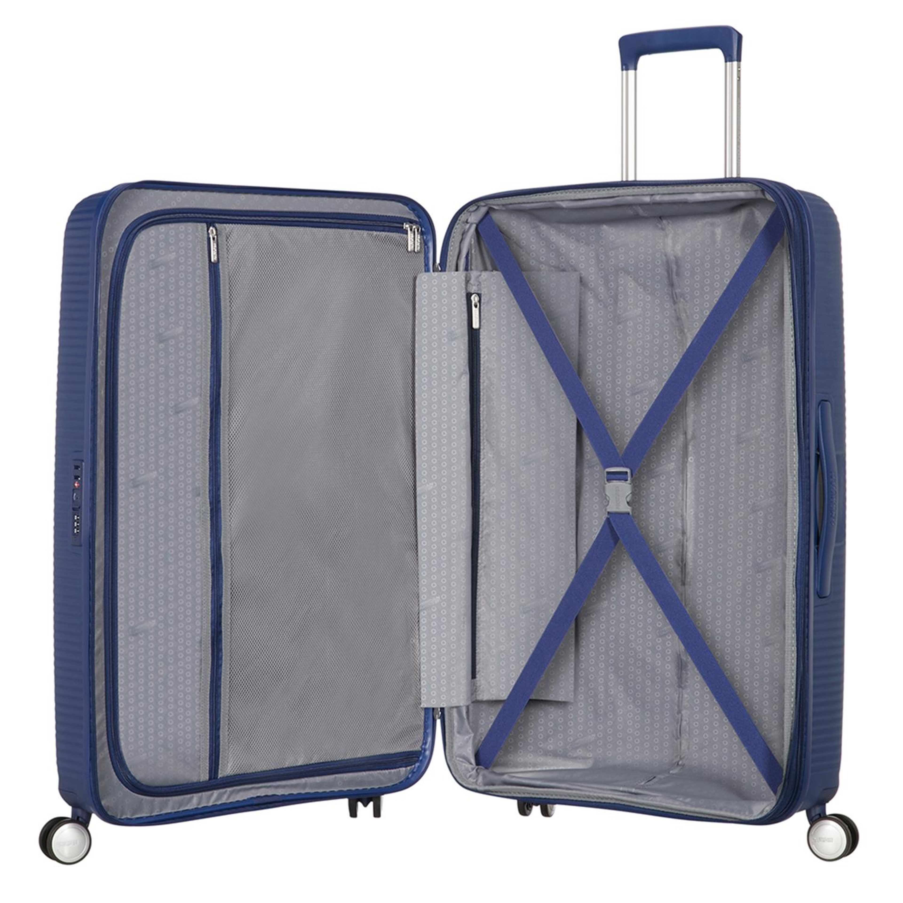 American Tourister Lacivert Soundbox - Körüklü 77 cm Büyük Sert Valiz