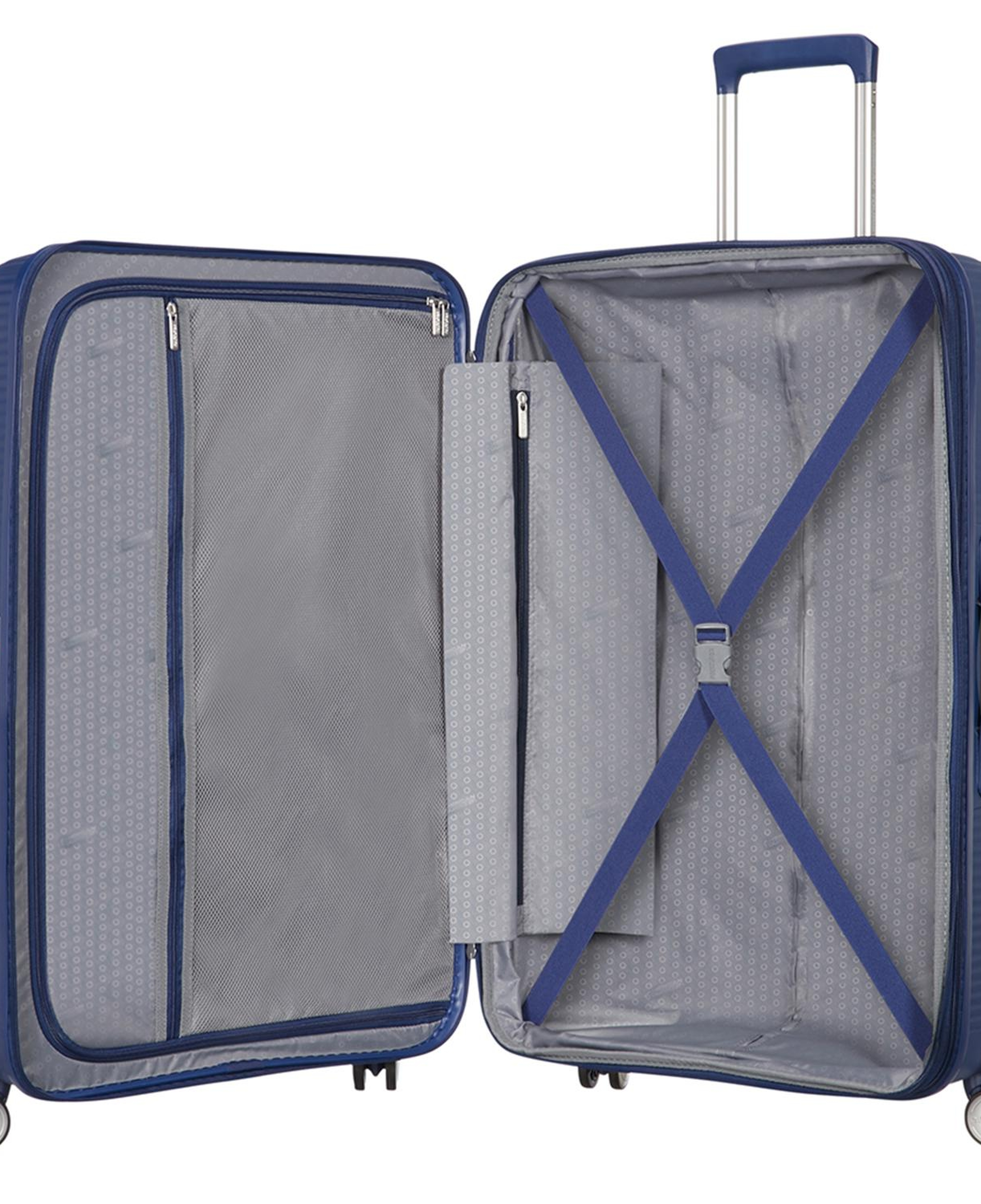 American Tourister Lacivert Soundbox - Körüklü 77 cm Büyük Sert Valiz