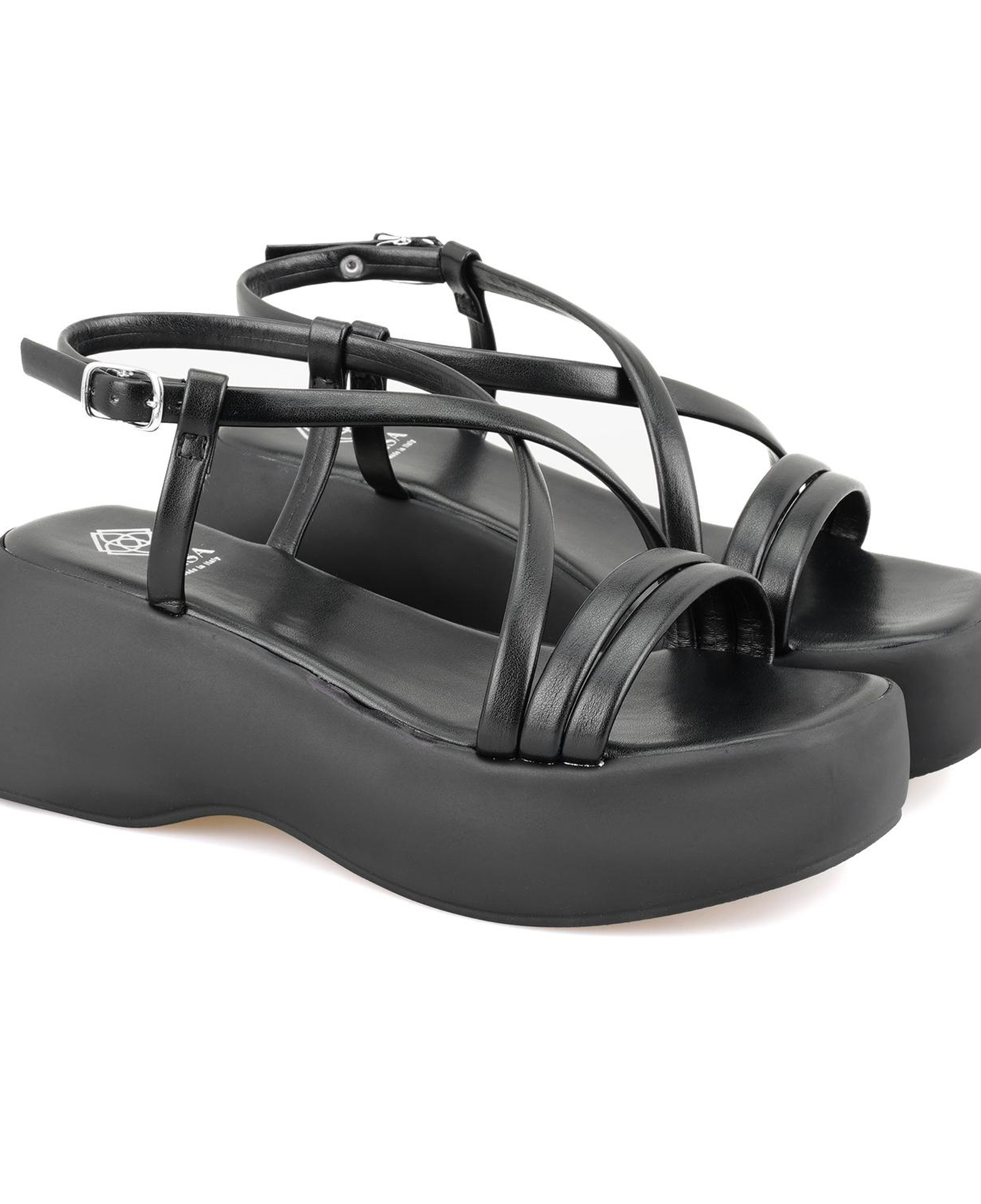 Kadın Siyah Dolgu Tabanlı Sandalet