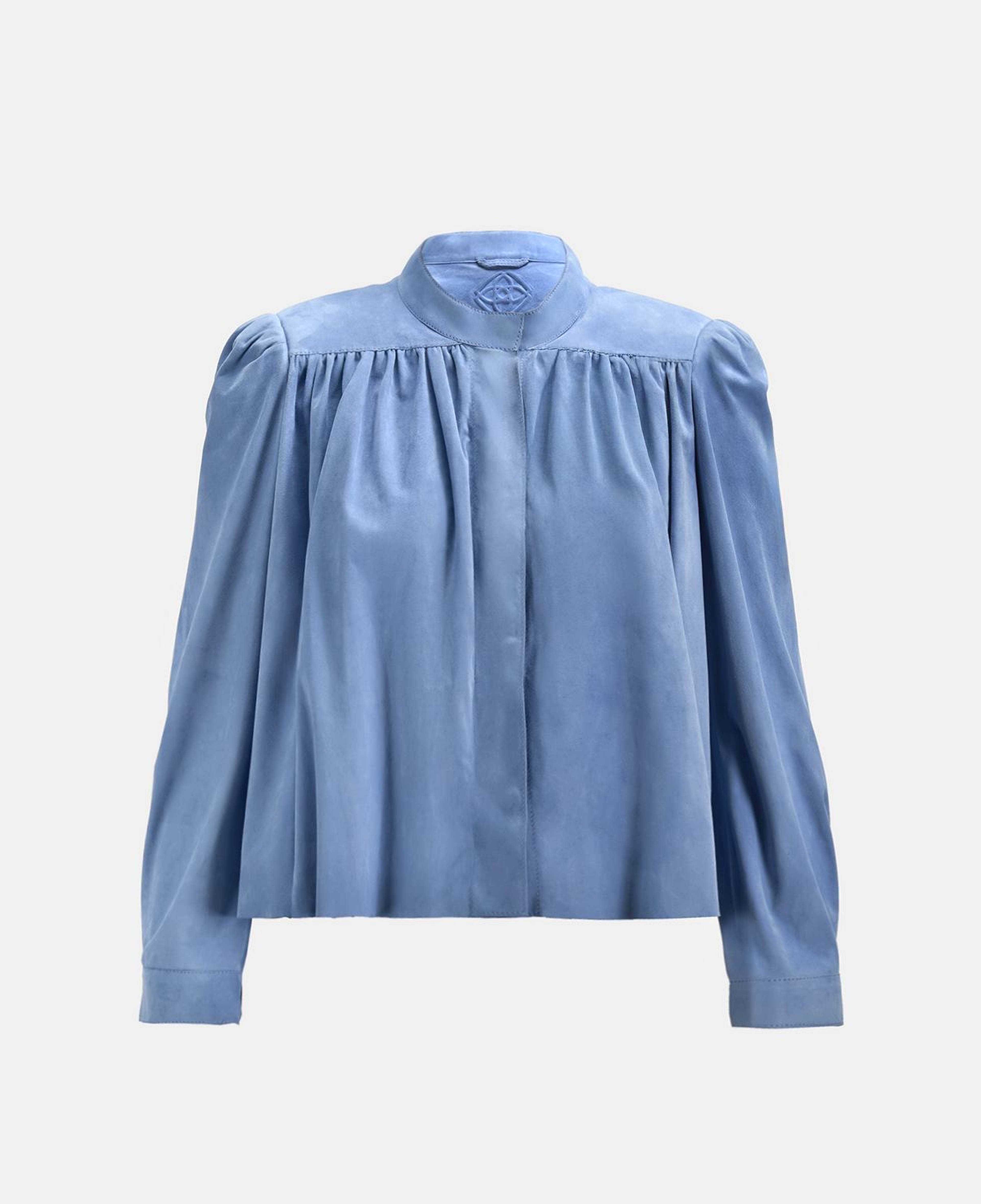 Kadın Mavi Pileli Süet Gömlek Ceket