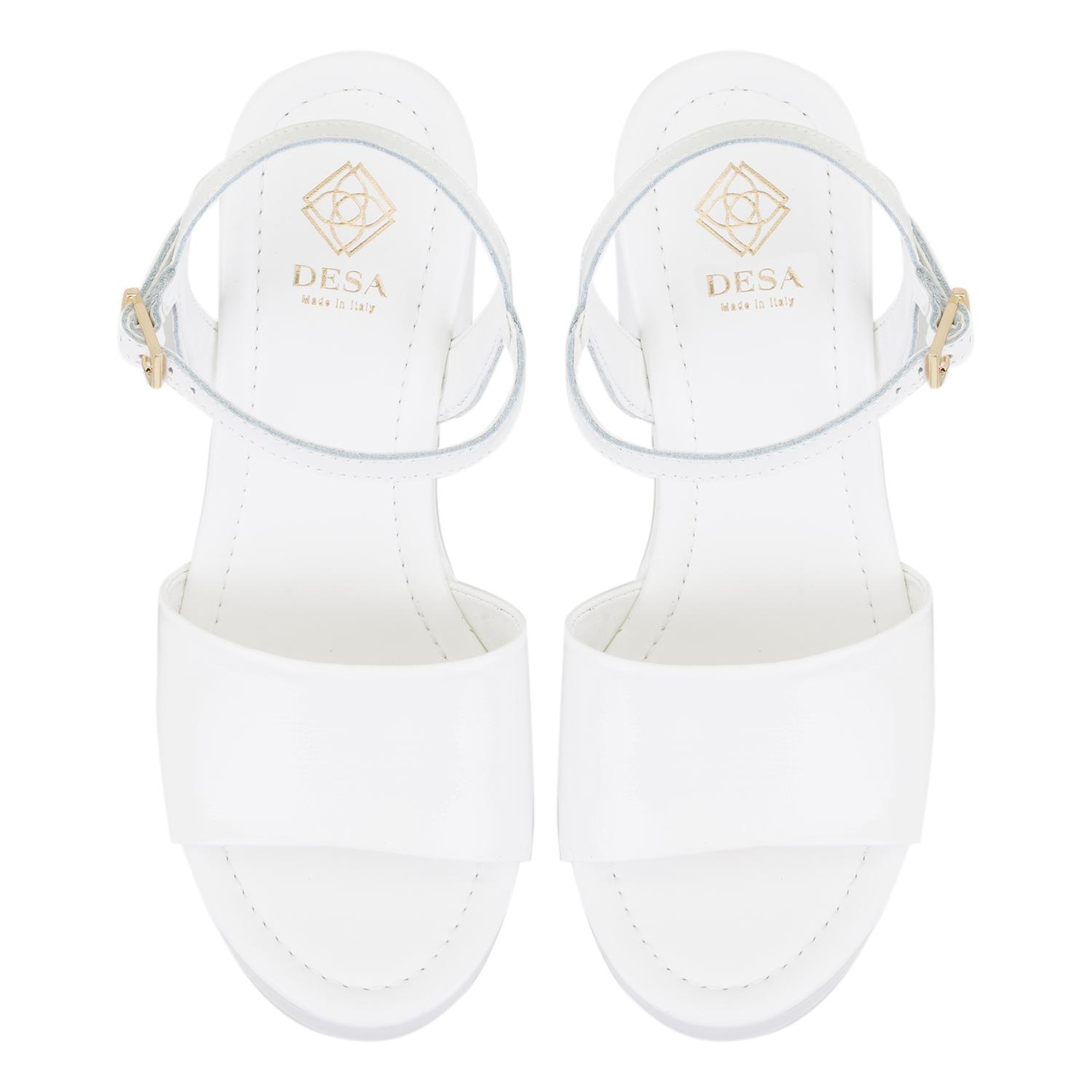 Kadın Beyaz Platform Topuklu Deri Sandalet