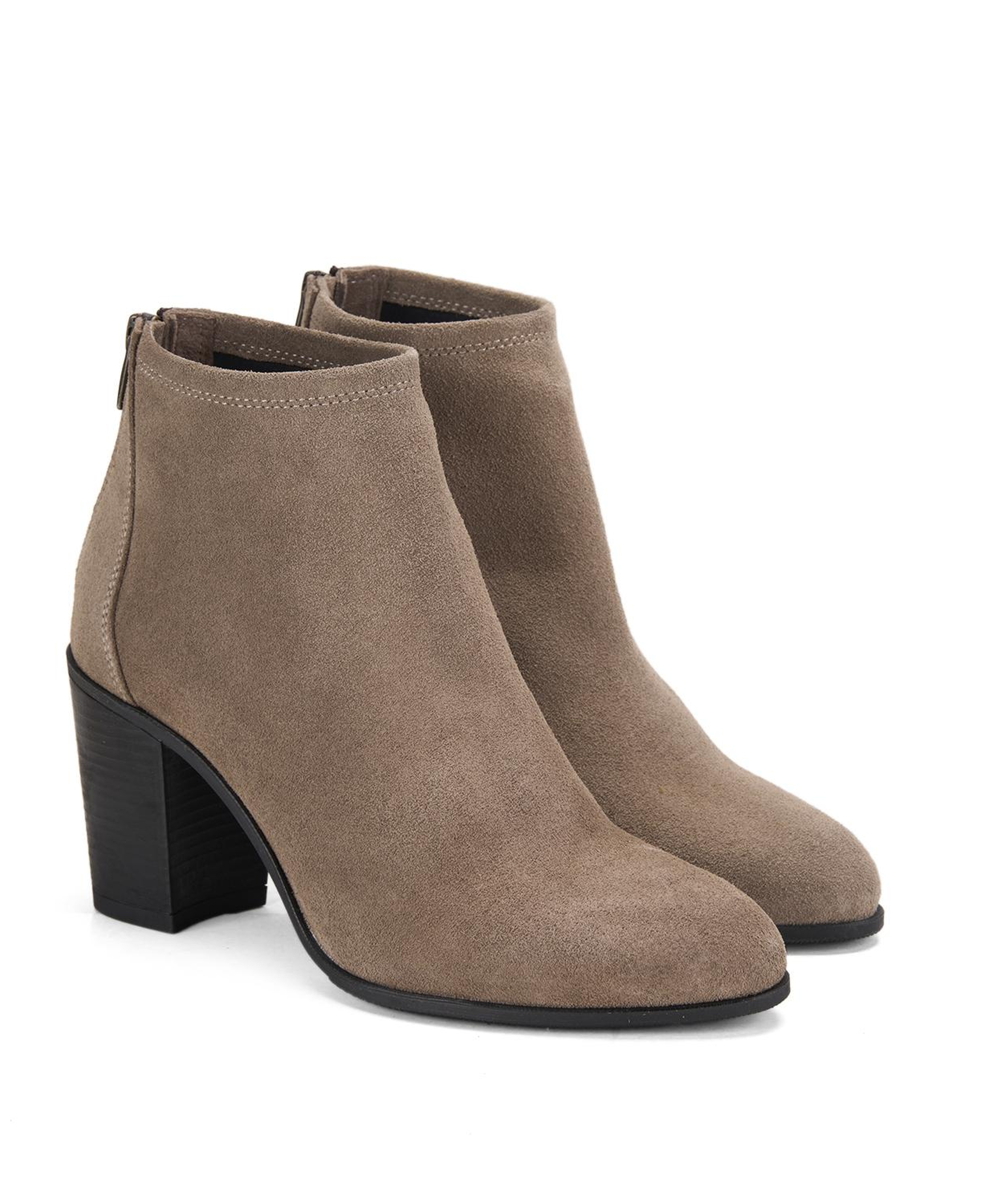 Kadın Vizon Fermuarlı Topuklu Süet Bot