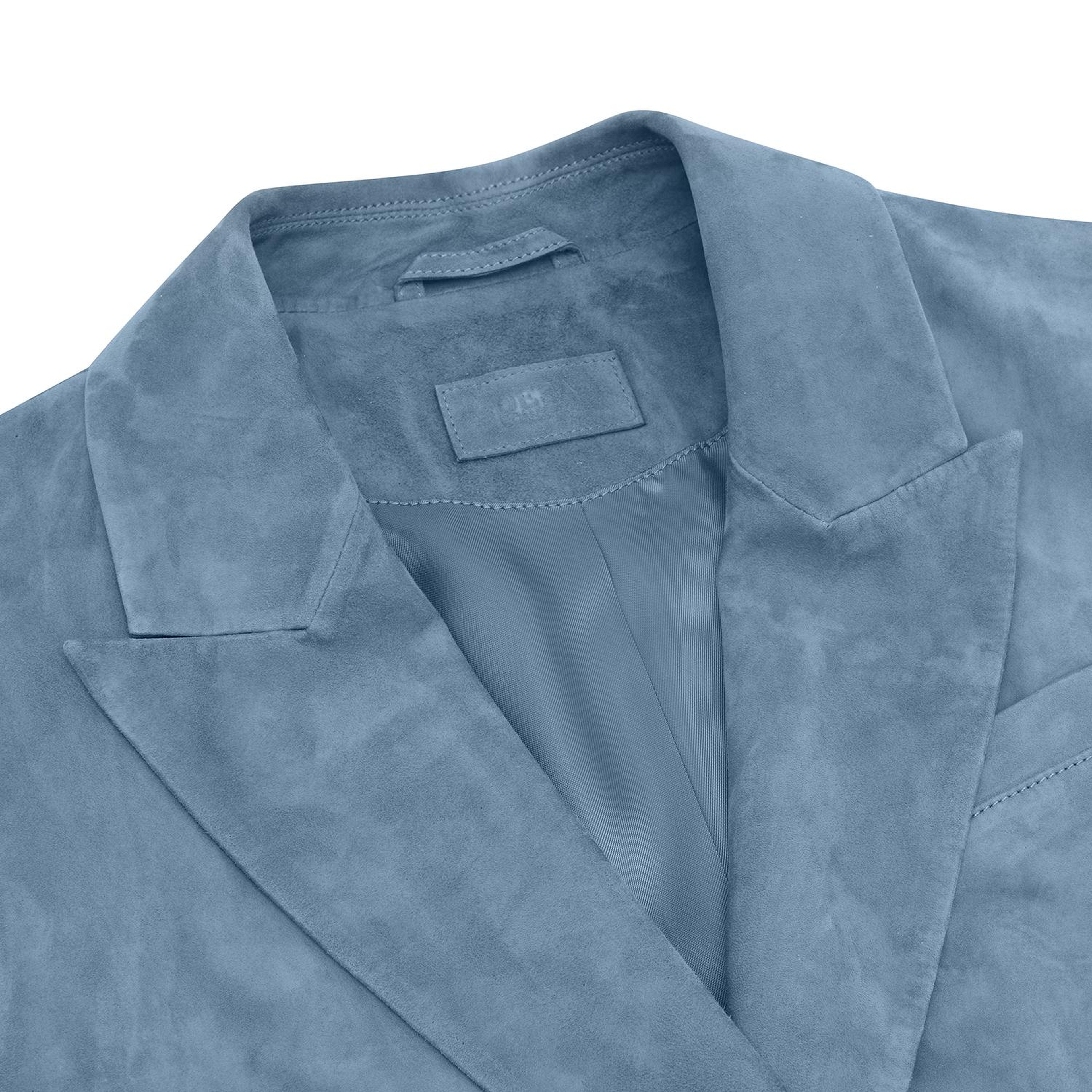 Teofila Mavi Kadın Süet Blazer Deri Yelek