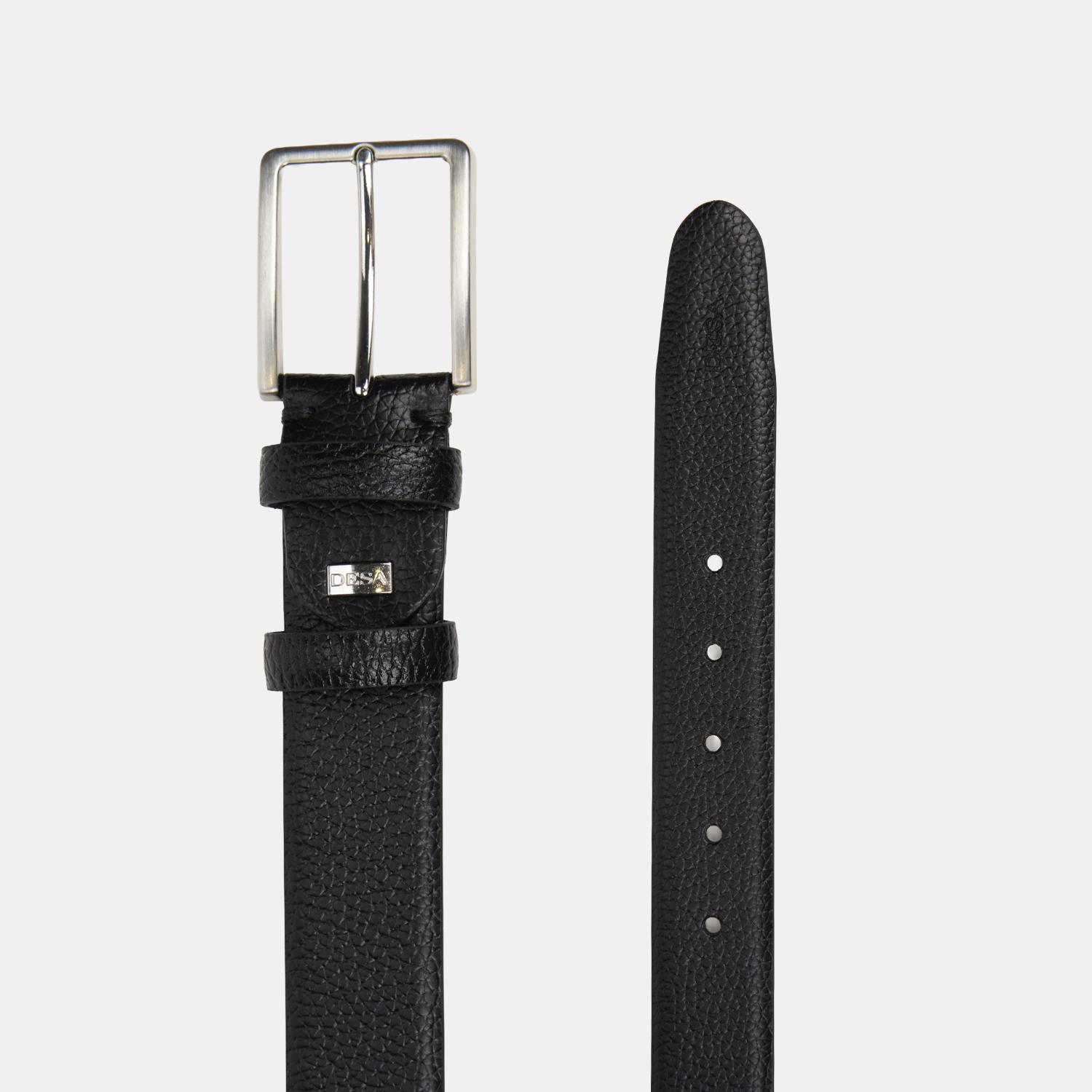 Erkek Siyah Klasik Dokulu Deri Kemer