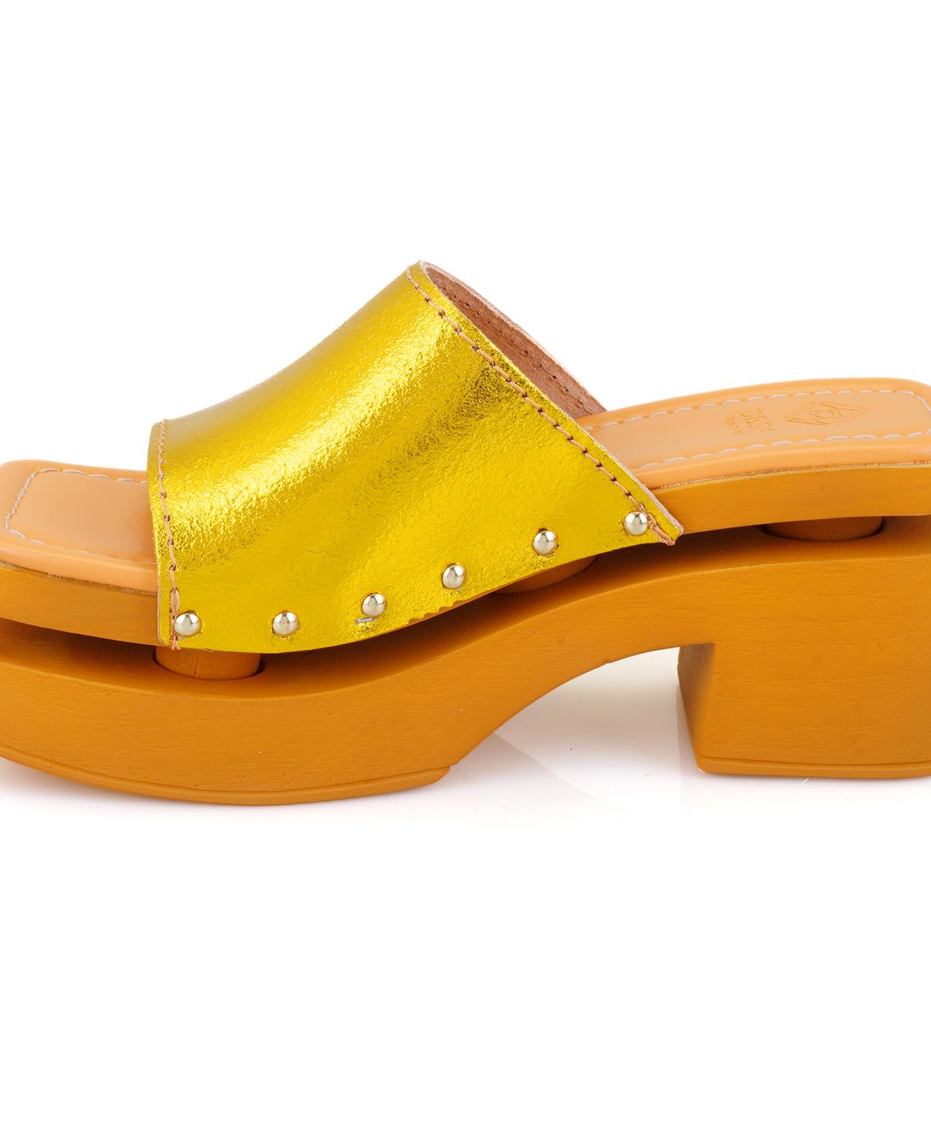 Kadın Sarı Topuklu Deri Terlik