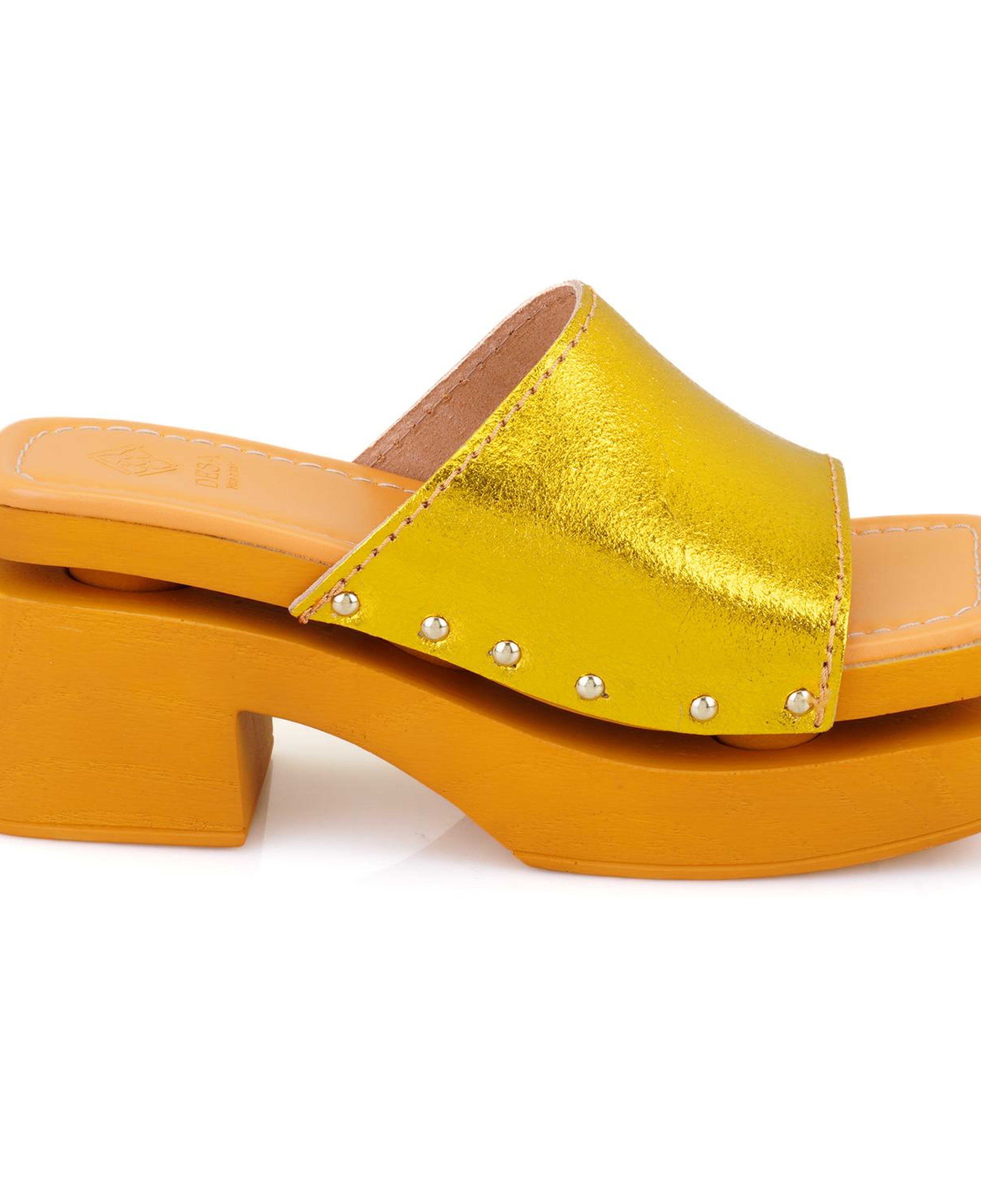 Kadın Sarı Topuklu Deri Terlik