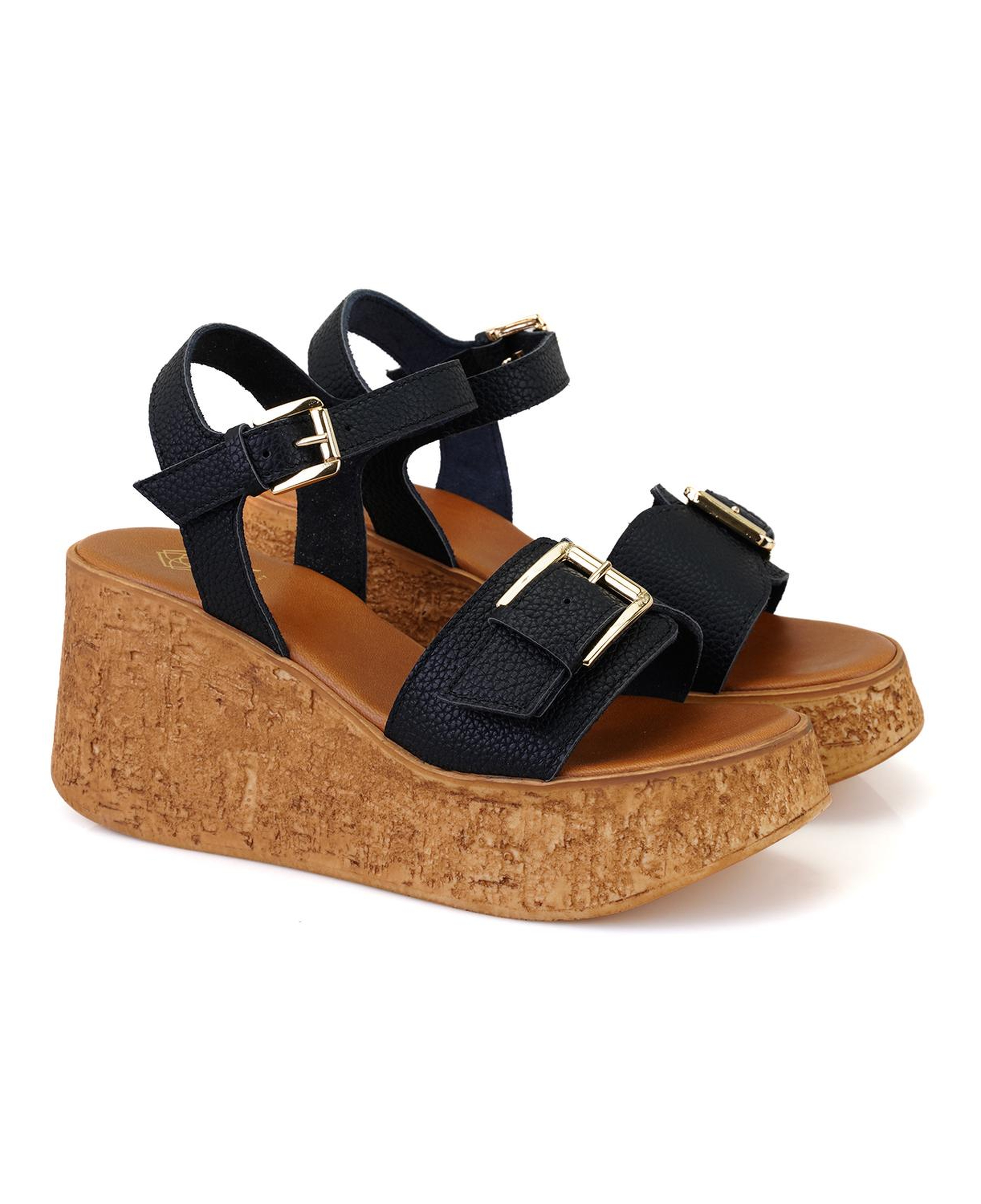 Kadın Siyah Topuklu Deri Sandalet