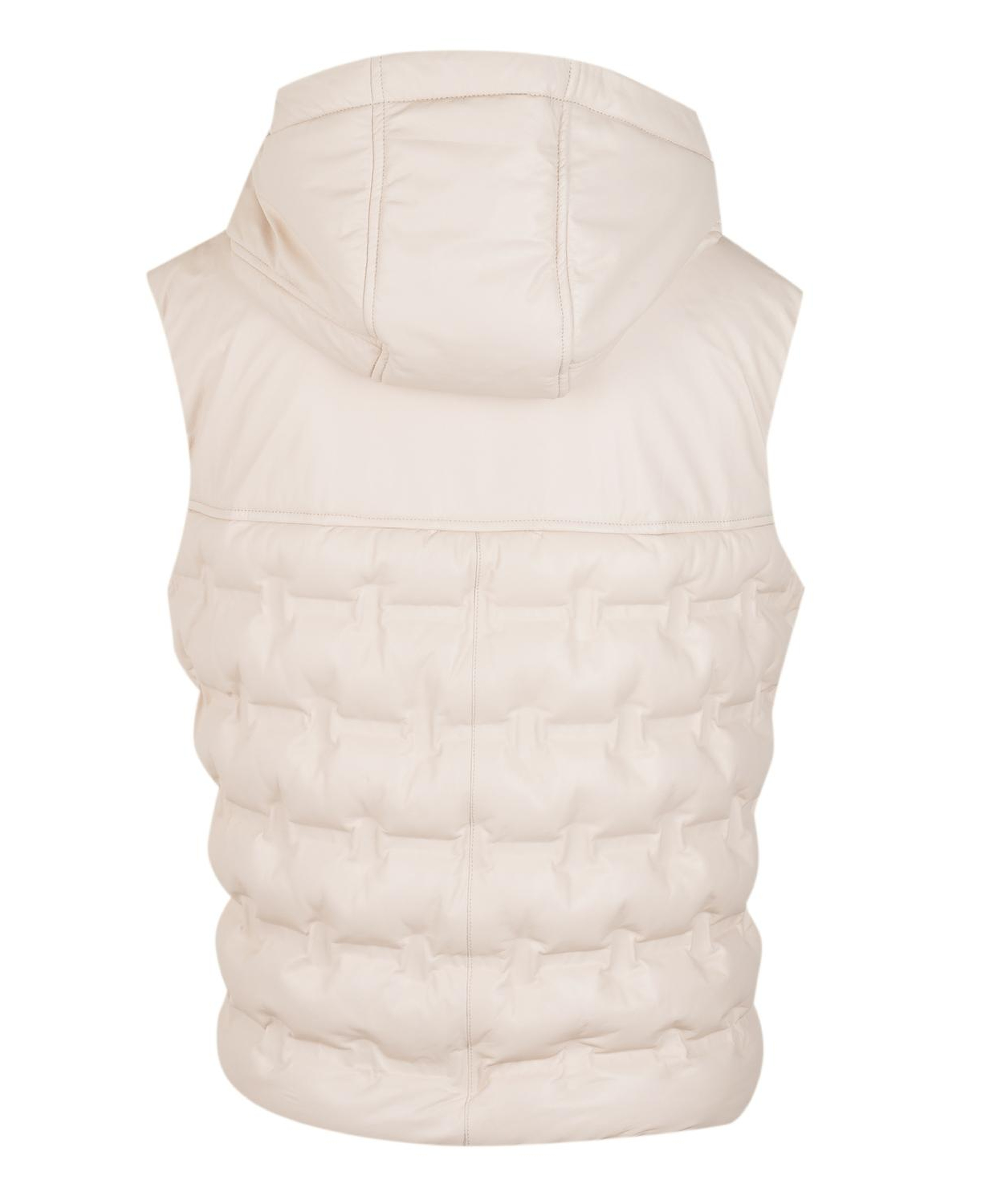 Anitra Krem Kadın Kapüşonlu Puffer Deri Yelek