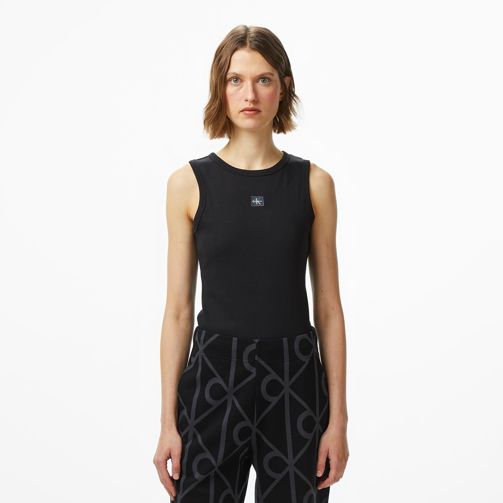 Calvin Klein Woven Label Kadın Siyah T-Shirt