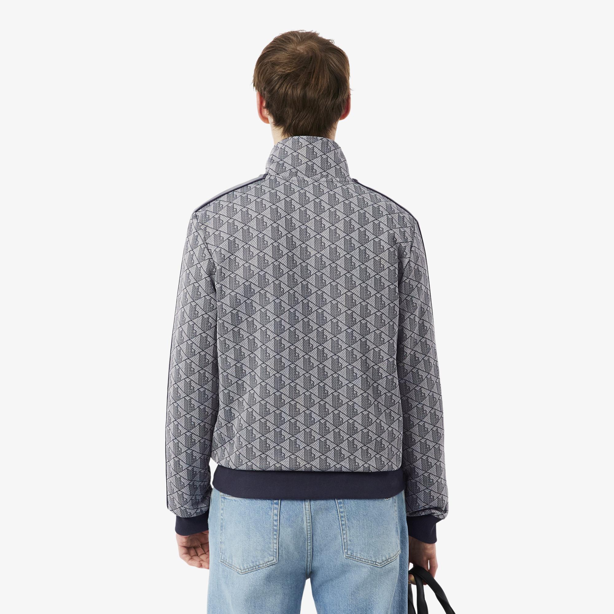 Lacoste Erkek Regular Fit Fermuarlı Monogram Gri Sweatshirt