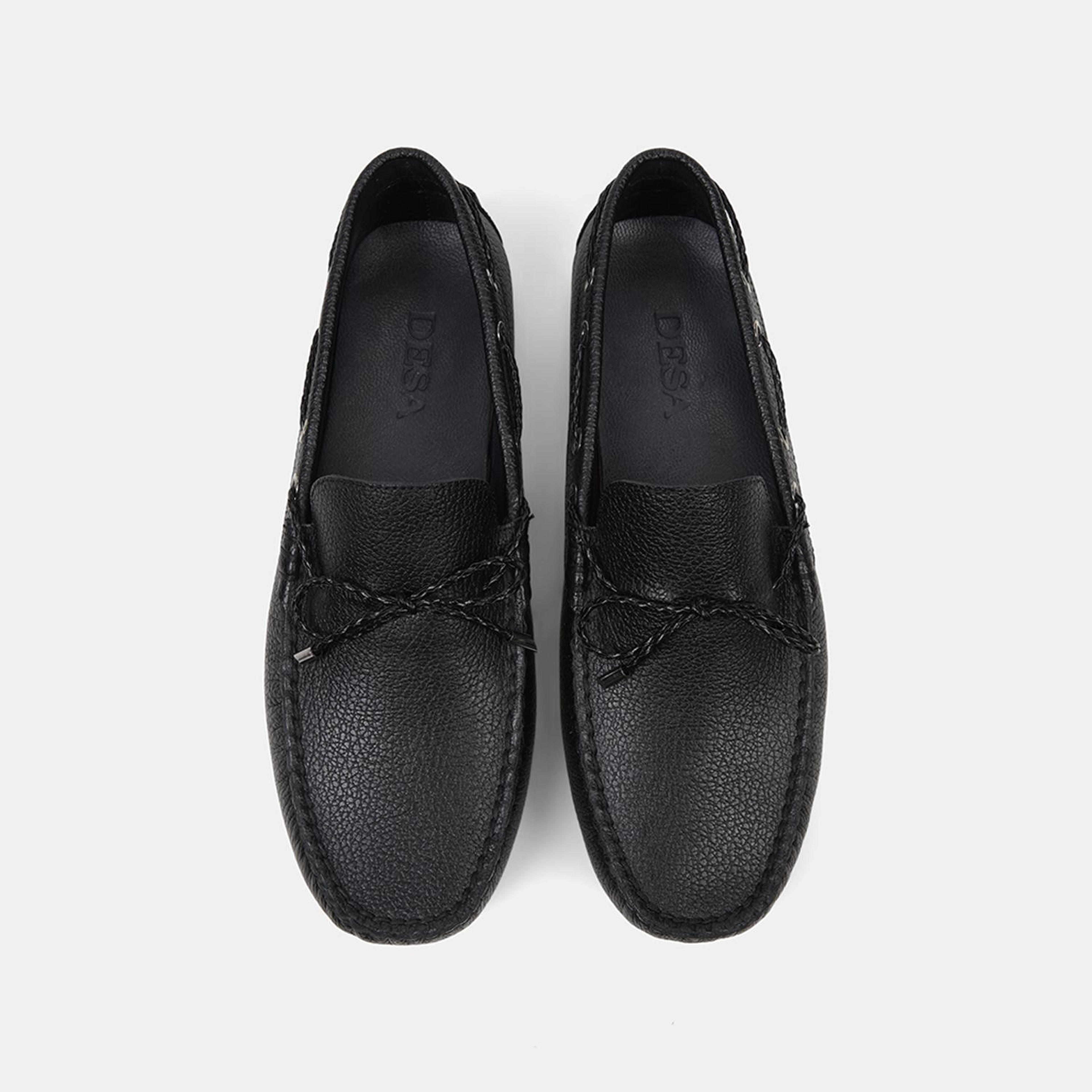 Erkek Siyah Zımba Detaylı İpli Deri Loafer
