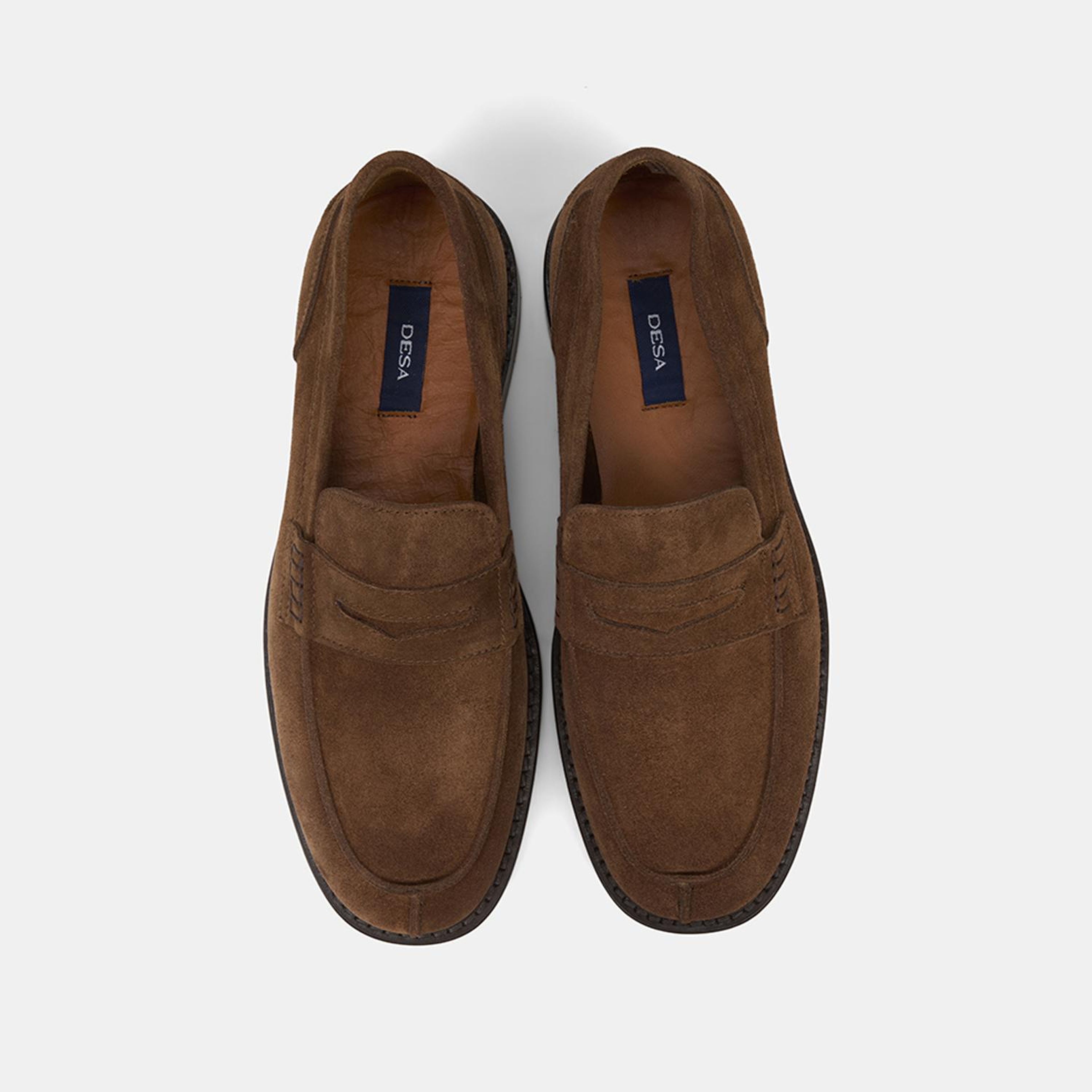 Erkek Taba Dikiş Detaylı Süet Deri Loafer