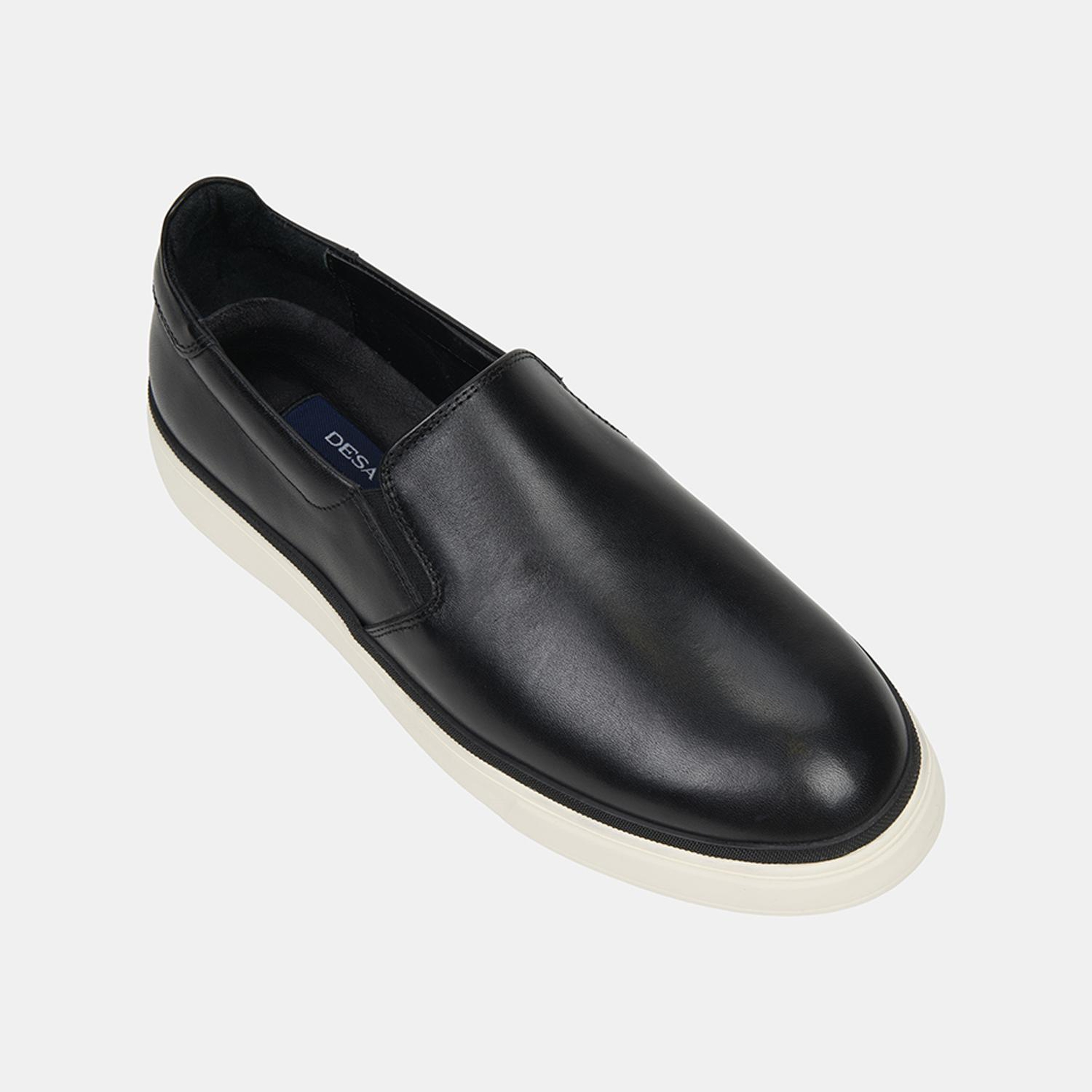 Erkek Siyah Kalın Tabanlı Deri Spor Loafer