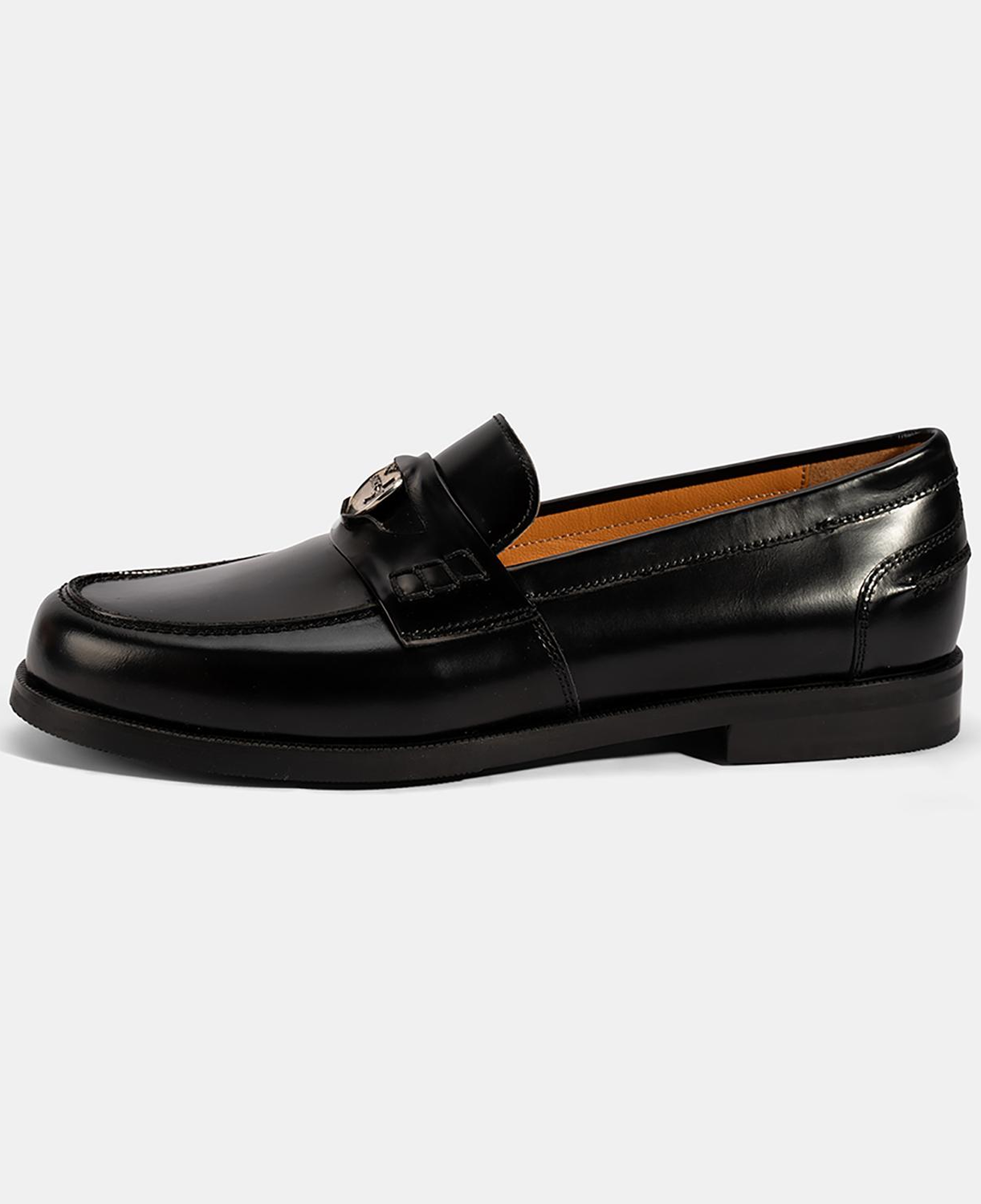 Kadın Siyah Metal Toka Detaylı Deri Loafer