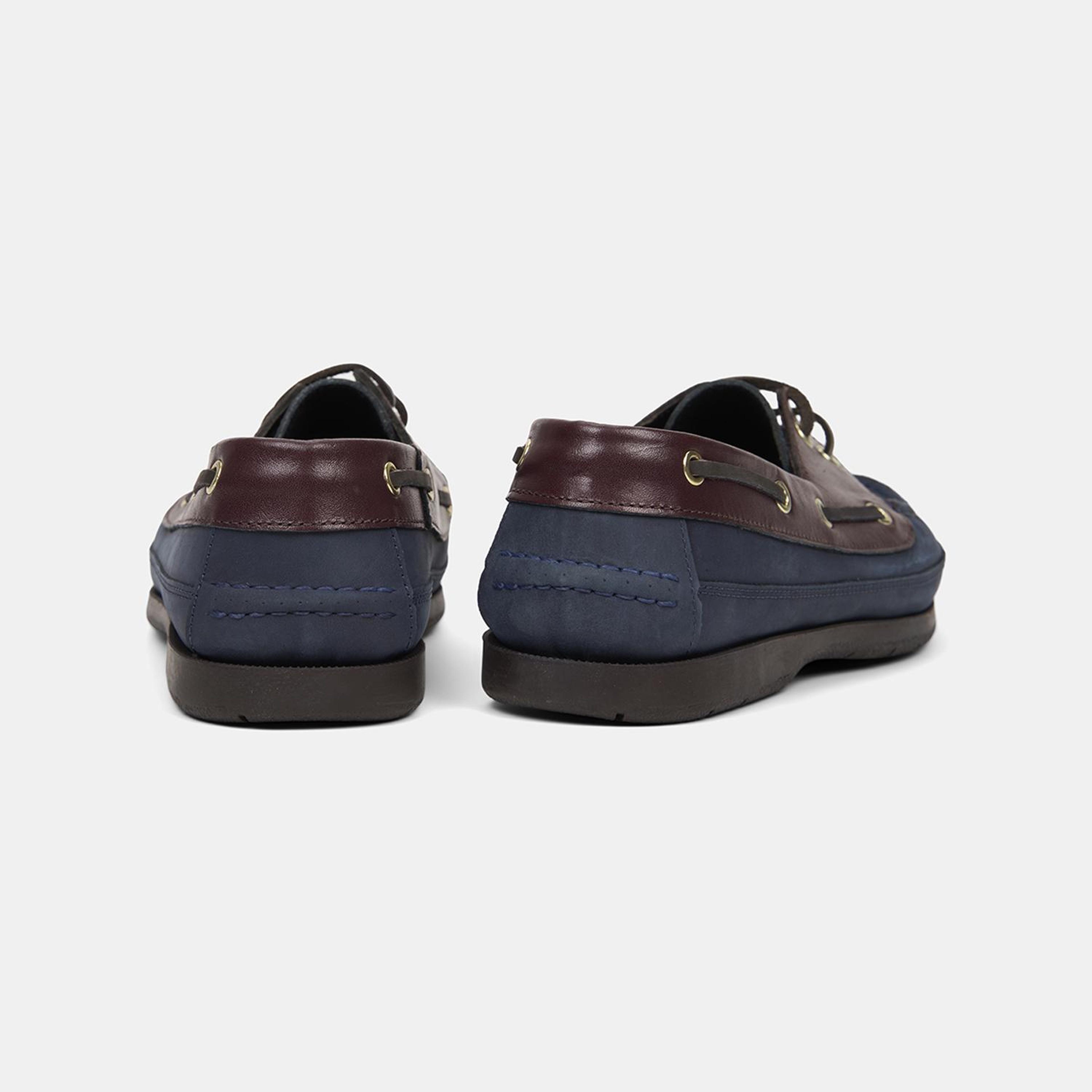 Erkek Lacivert - Bordo Detaylı Nubuk Deri Loafer