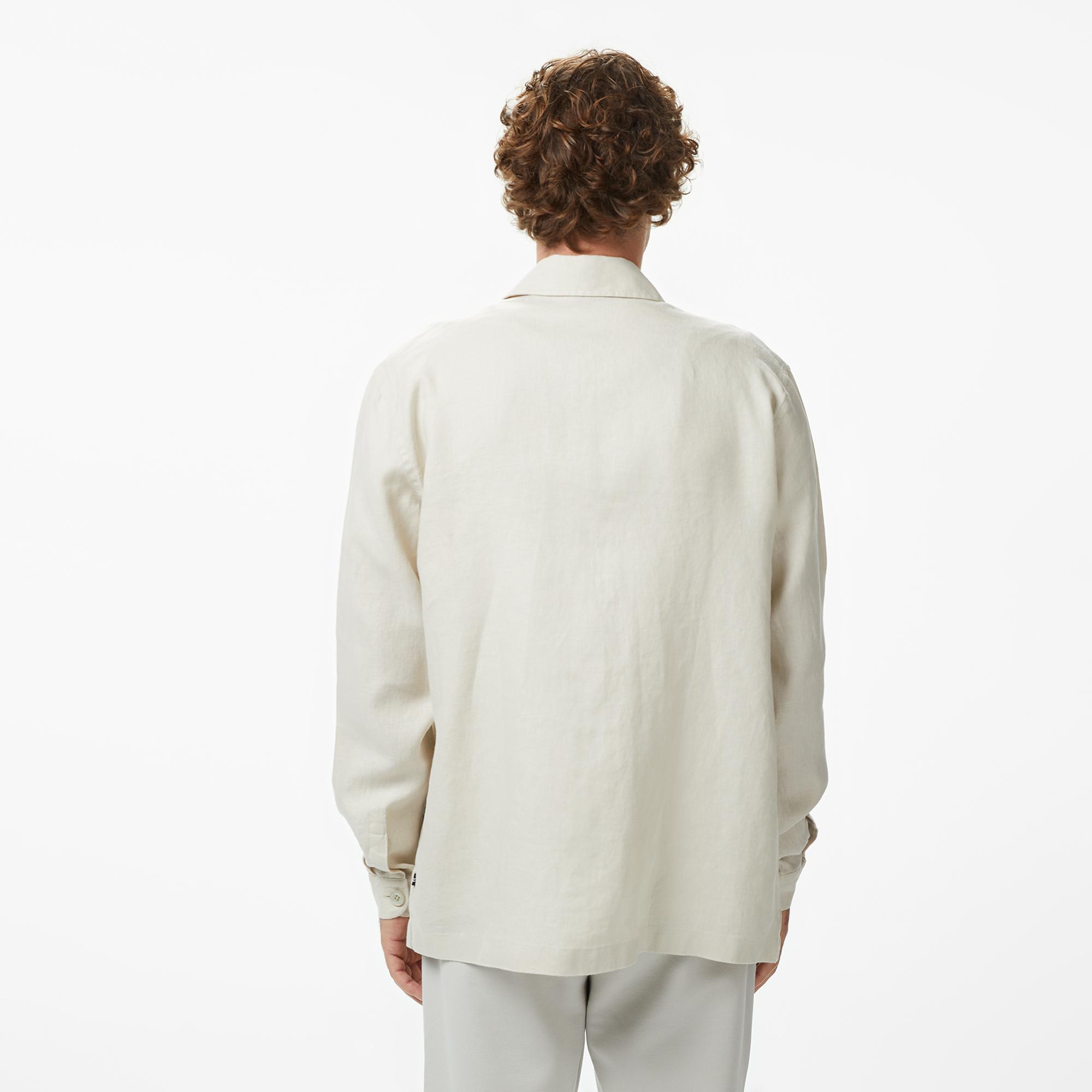 Nautica Erkek Krem Regular Fit Keten Gömlek